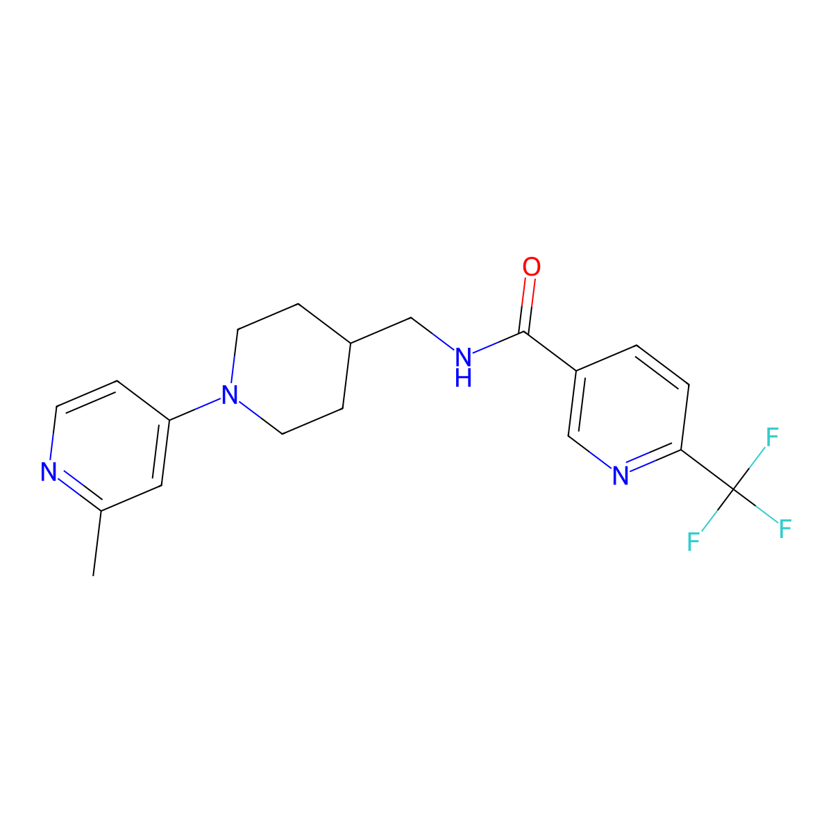 N-((1-(2-methylpyridin-4-yl)piperidin-4-yl)methyl)-6-(trifluoromethyl)nicotinamide molecular structure, CAS 2034259-71-5