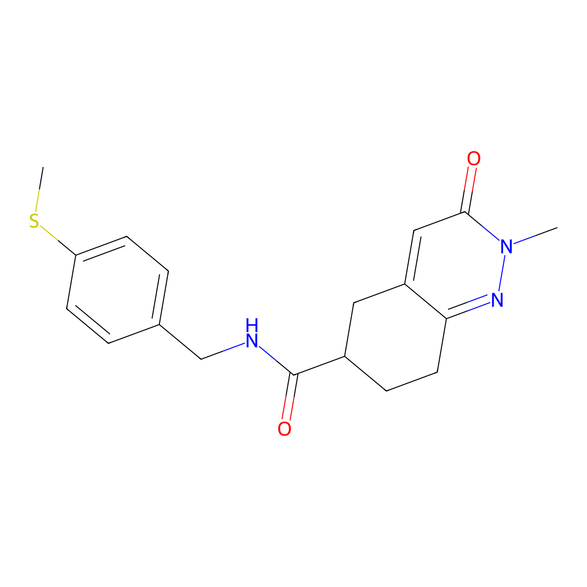 2-methyl-N-(4-(methylthio)benzyl)-3-oxo-2,3,5,6,7,8-hexahydrocinnoline-6-carboxamide molecular structure, CAS 2034259-74-8