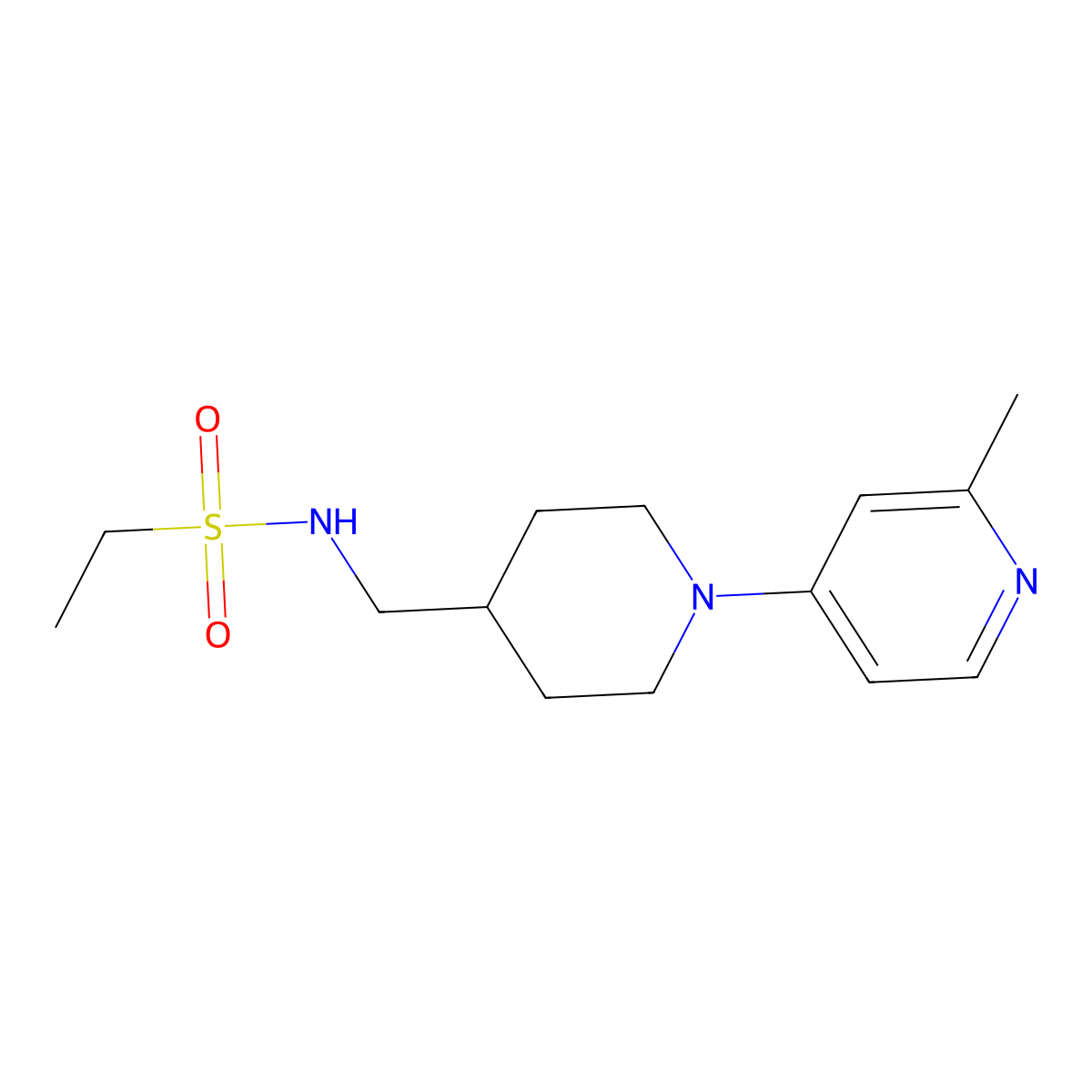 N-((1-(2-methylpyridin-4-yl)piperidin-4-yl)methyl)ethanesulfonamide molecular structure, CAS 2034259-76-0