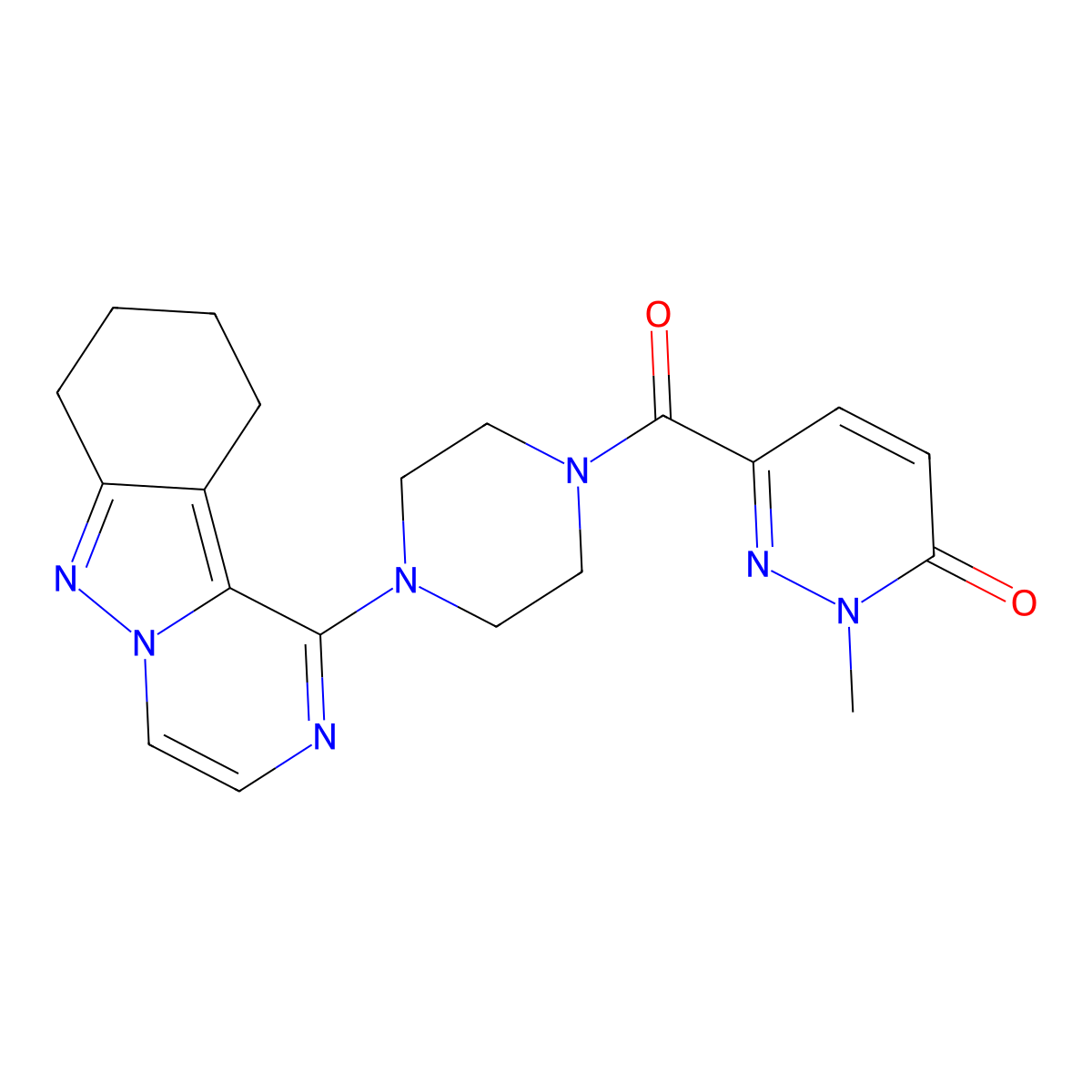 2-methyl-6-(4-(7,8,9,10-tetrahydropyrazino[1,2-b]indazol-1-yl)piperazine-1-carbonyl)pyridazin-3(2H)-one molecular structure, CAS 2034259-79-3