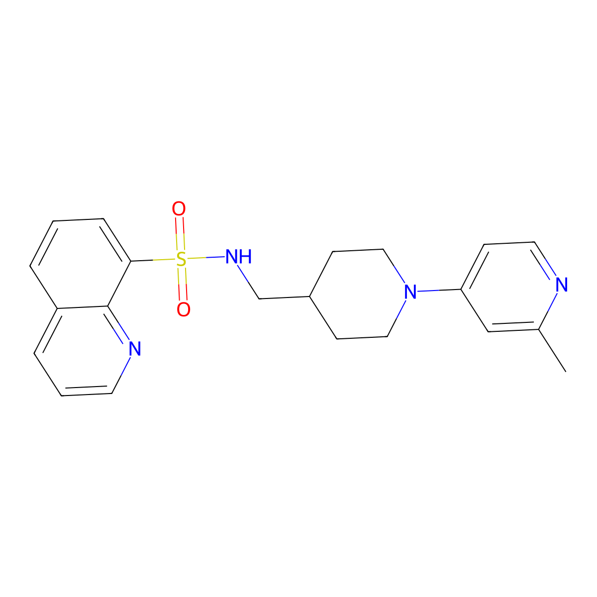 N-{[1-(2-methylpyridin-4-yl)piperidin-4-yl]methyl}quinoline-8-sulfonamide molecular structure, CAS 2034259-81-7