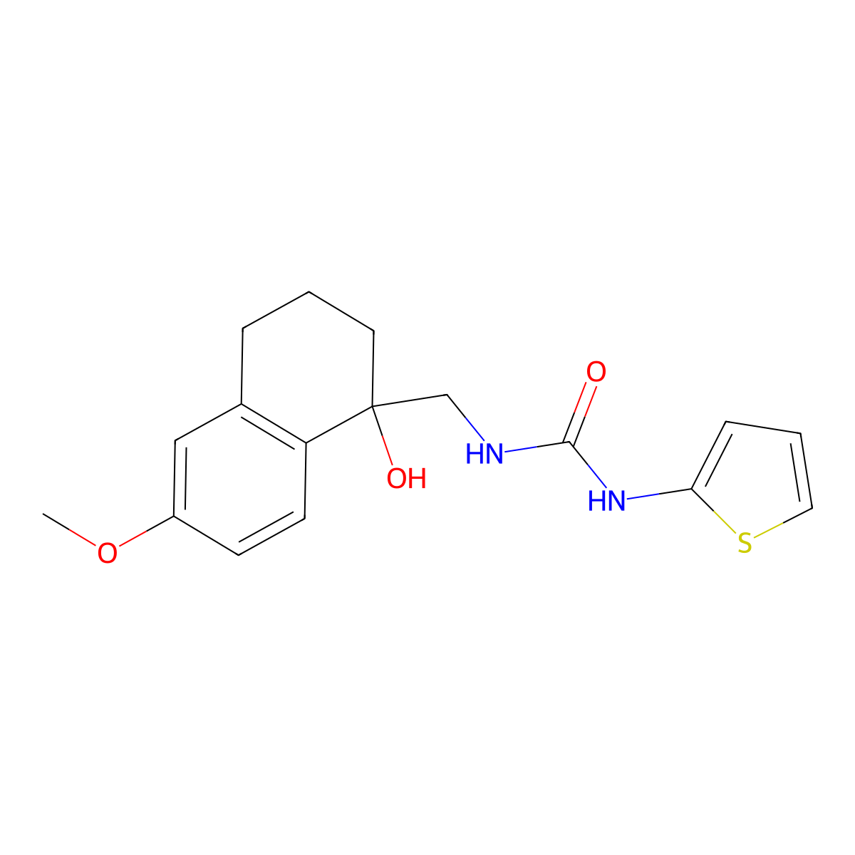1-[(1-Hydroxy-6-methoxy-1,2,3,4-tetrahydronaphthalen-1-yl)methyl]-3-(thiophen-2-yl)urea molecular structure, CAS 2034259-82-8