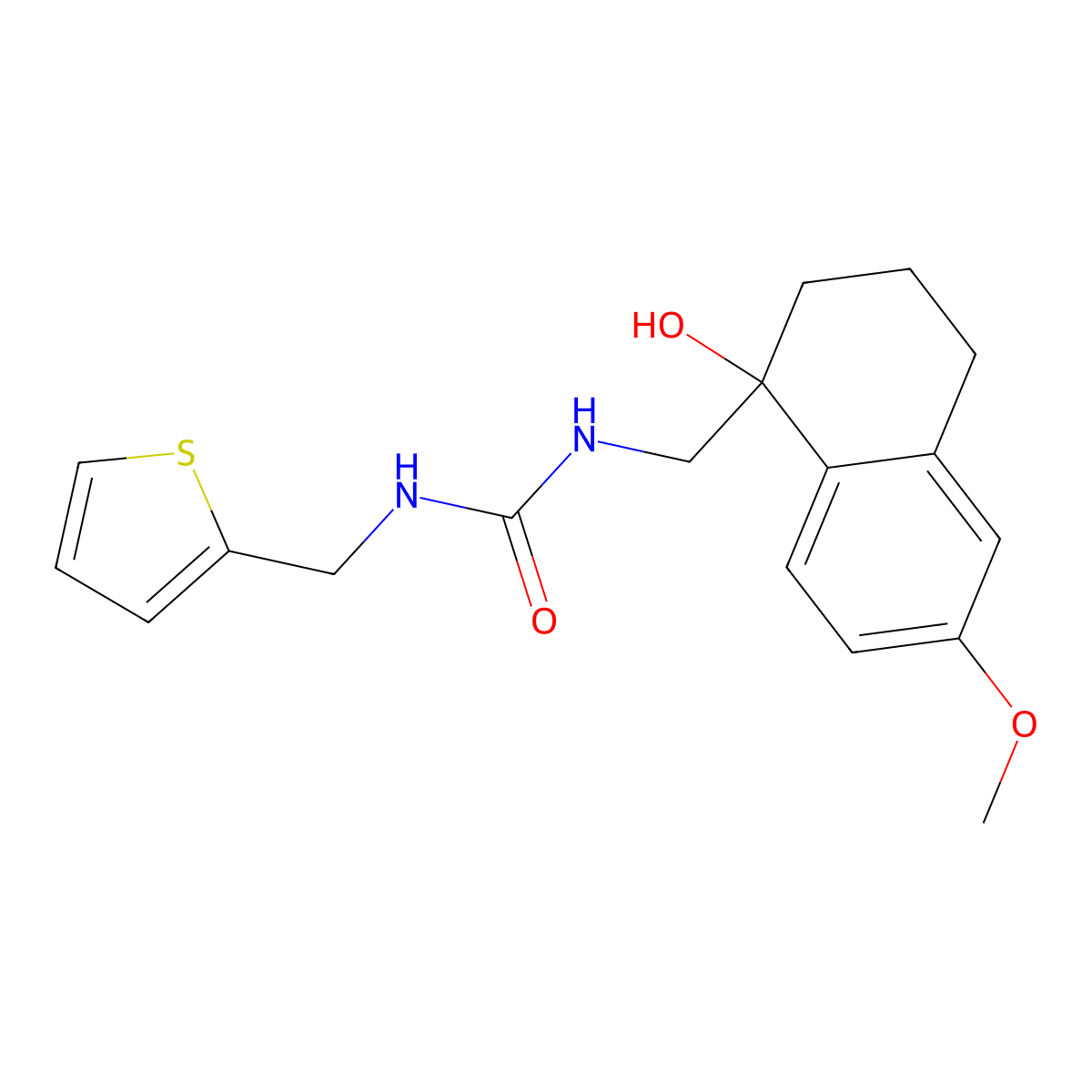 1-((1-Hydroxy-6-methoxy-1,2,3,4-tetrahydronaphthalen-1-yl)methyl)-3-(thiophen-2-ylmethyl)urea molecular structure, CAS 2034259-90-8