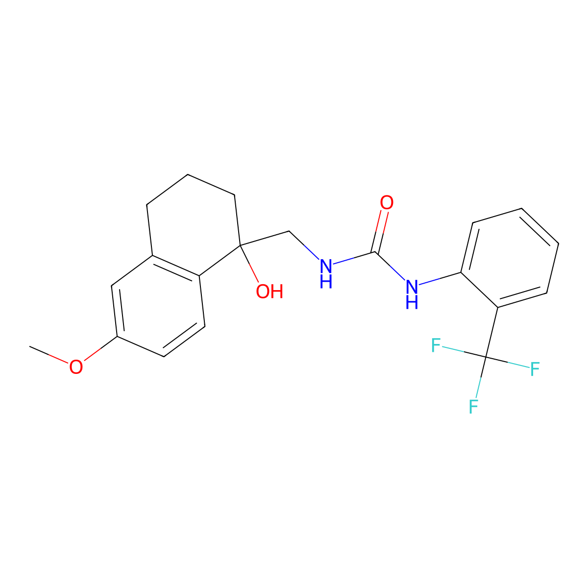 1-[(1-Hydroxy-6-methoxy-1,2,3,4-tetrahydronaphthalen-1-yl)methyl]-3-[2-(trifluoromethyl)phenyl]urea molecular structure, CAS 2034259-93-1