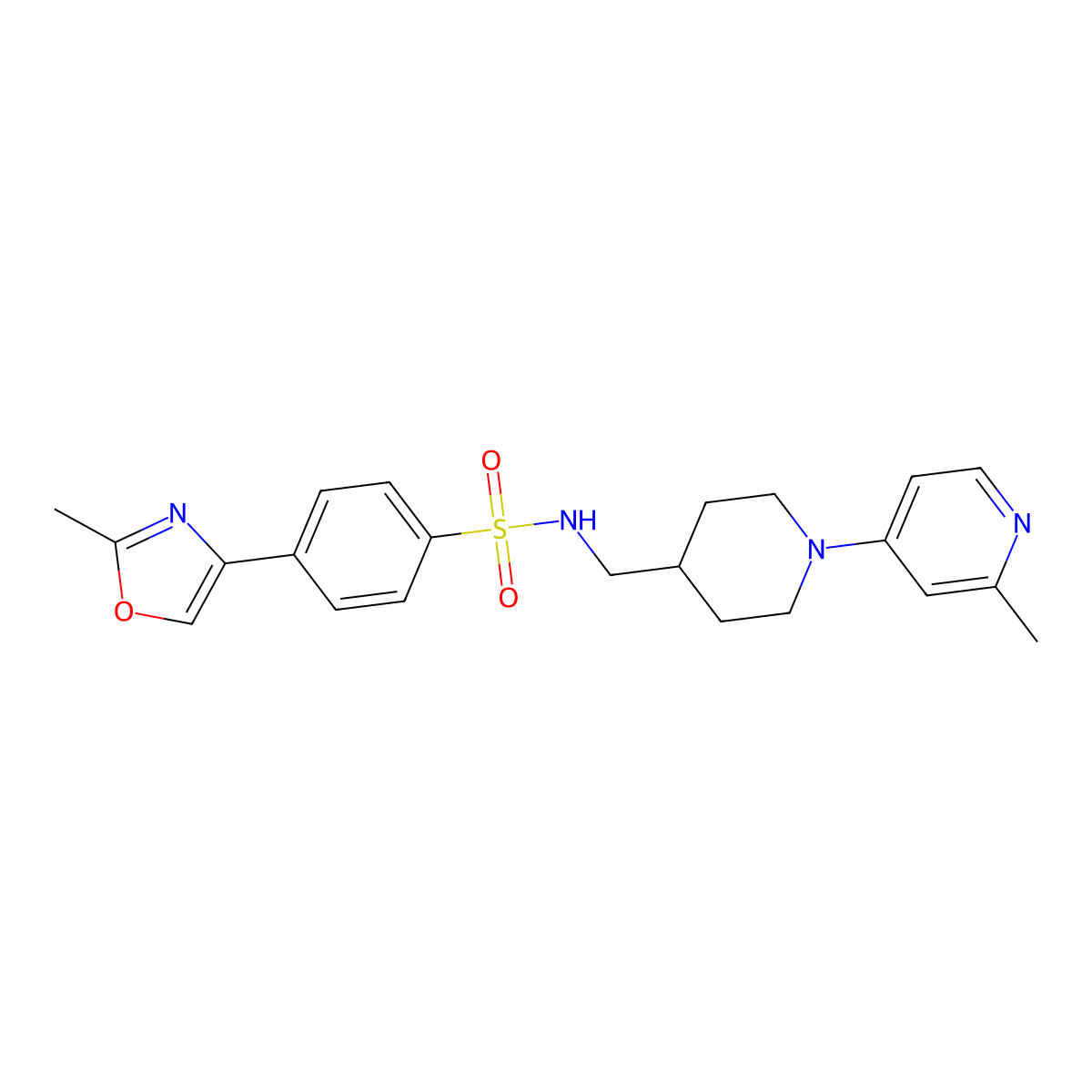 4-(2-methyloxazol-4-yl)-N-((1-(2-methylpyridin-4-yl)piperidin-4-yl)methyl)benzenesulfonamide molecular structure, CAS 2034259-94-2
