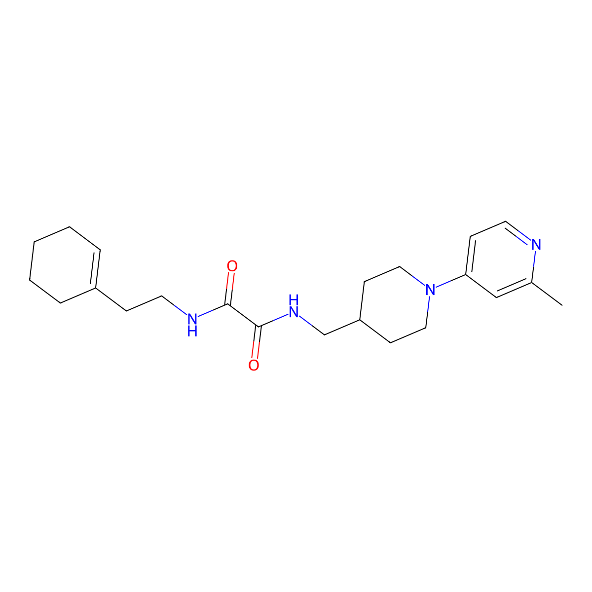 N1-(2-(cyclohex-1-en-1-yl)ethyl)-N2-((1-(2-methylpyridin-4-yl)piperidin-4-yl)methyl)oxalamide molecular structure, CAS 2034260-01-8