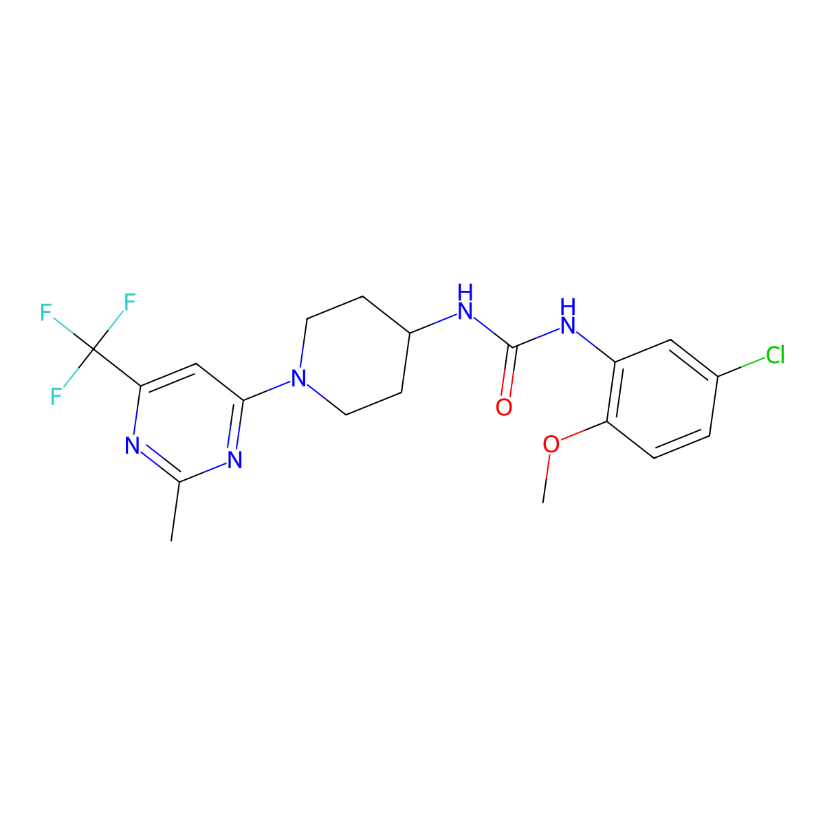 1-(5-Chloro-2-methoxyphenyl)-3-(1-(2-methyl-6-(trifluoromethyl)pyrimidin-4-yl)piperidin-4-yl)urea molecular structure, CAS 2034260-09-6