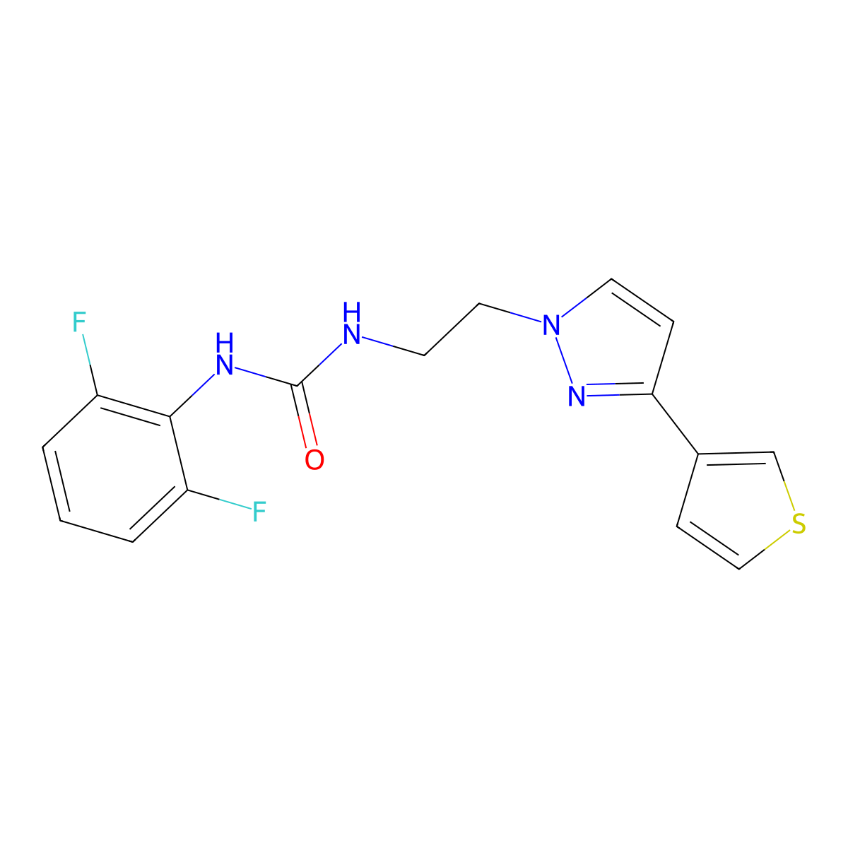 1-(2,6-difluorophenyl)-3-(2-(3-(thiophen-3-yl)-1H-pyrazol-1-yl)ethyl)urea molecular structure, CAS 2034260-11-0