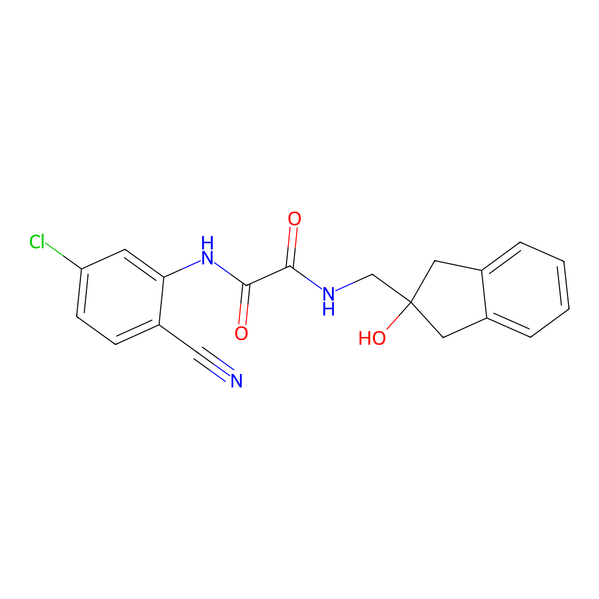 N1-(5-chloro-2-cyanophenyl)-N2-((2-hydroxy-2,3-dihydro-1H-inden-2-yl)methyl)oxalamide molecular structure, CAS 2034260-12-1