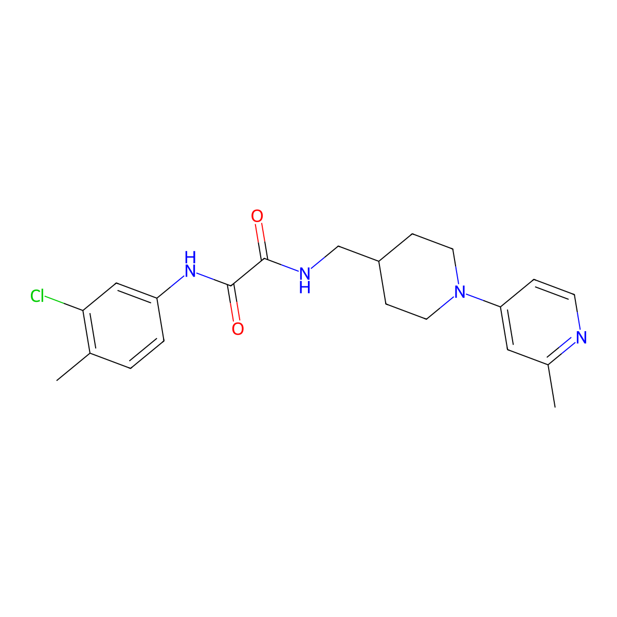 N1-(3-chloro-4-methylphenyl)-N2-((1-(2-methylpyridin-4-yl)piperidin-4-yl)methyl)oxalamide molecular structure, CAS 2034260-16-5