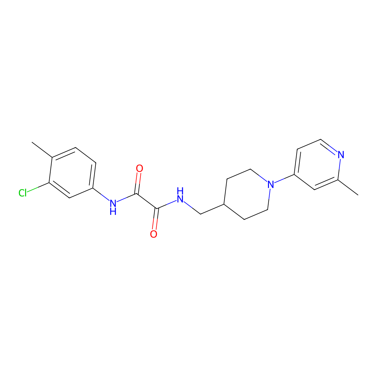 N1-(3-chloro-4-methylphenyl)-N2-((1-(2-methylpyridin-4-yl)piperidin-4-yl)methyl)oxalamide molecular structure, CAS 2034260-16-5