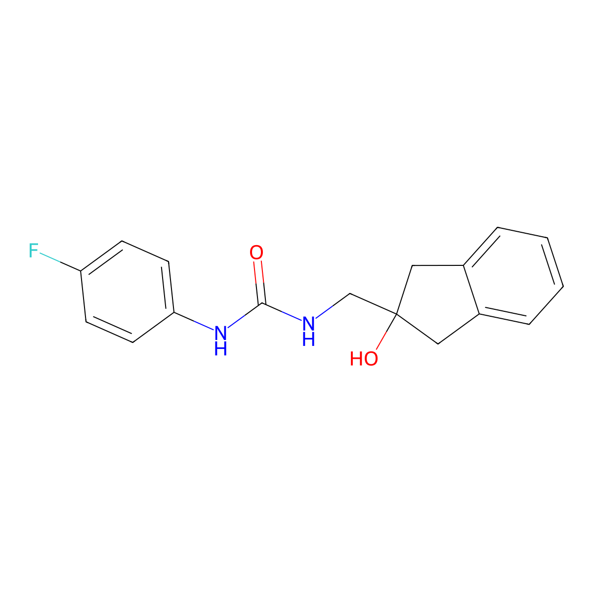 1-(4-fluorophenyl)-3-[(2-hydroxy-2,3-dihydro-1H-inden-2-yl)methyl]urea molecular structure, CAS 2034260-18-7