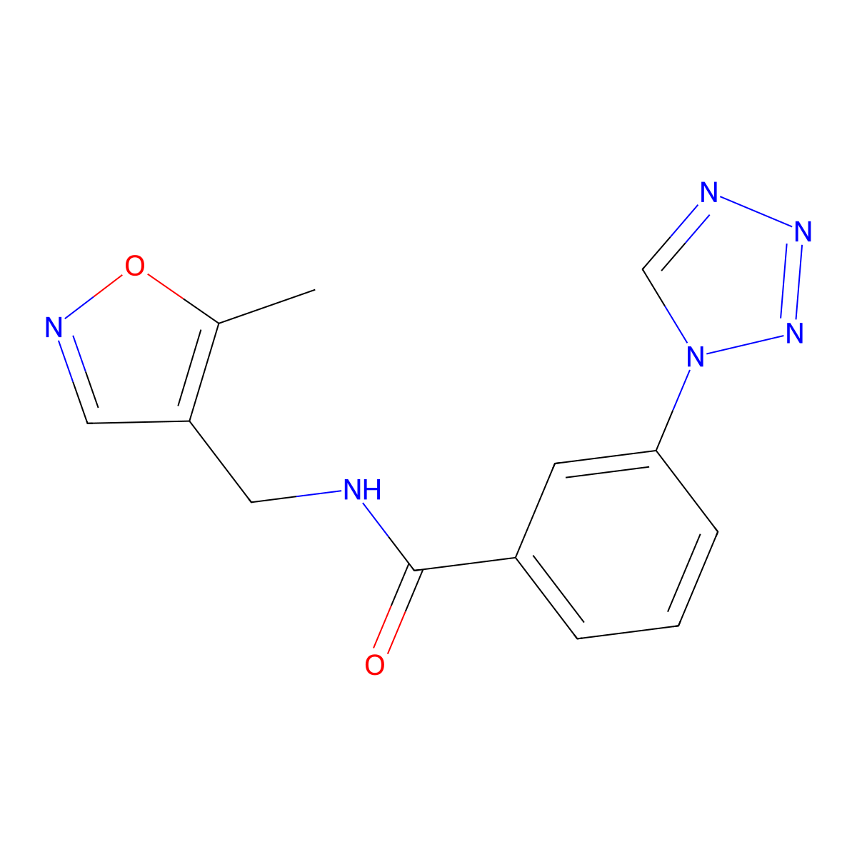 N-((5-methylisoxazol-4-yl)methyl)-3-(1H-tetrazol-1-yl)benzamide molecular structure, CAS 2034260-67-6