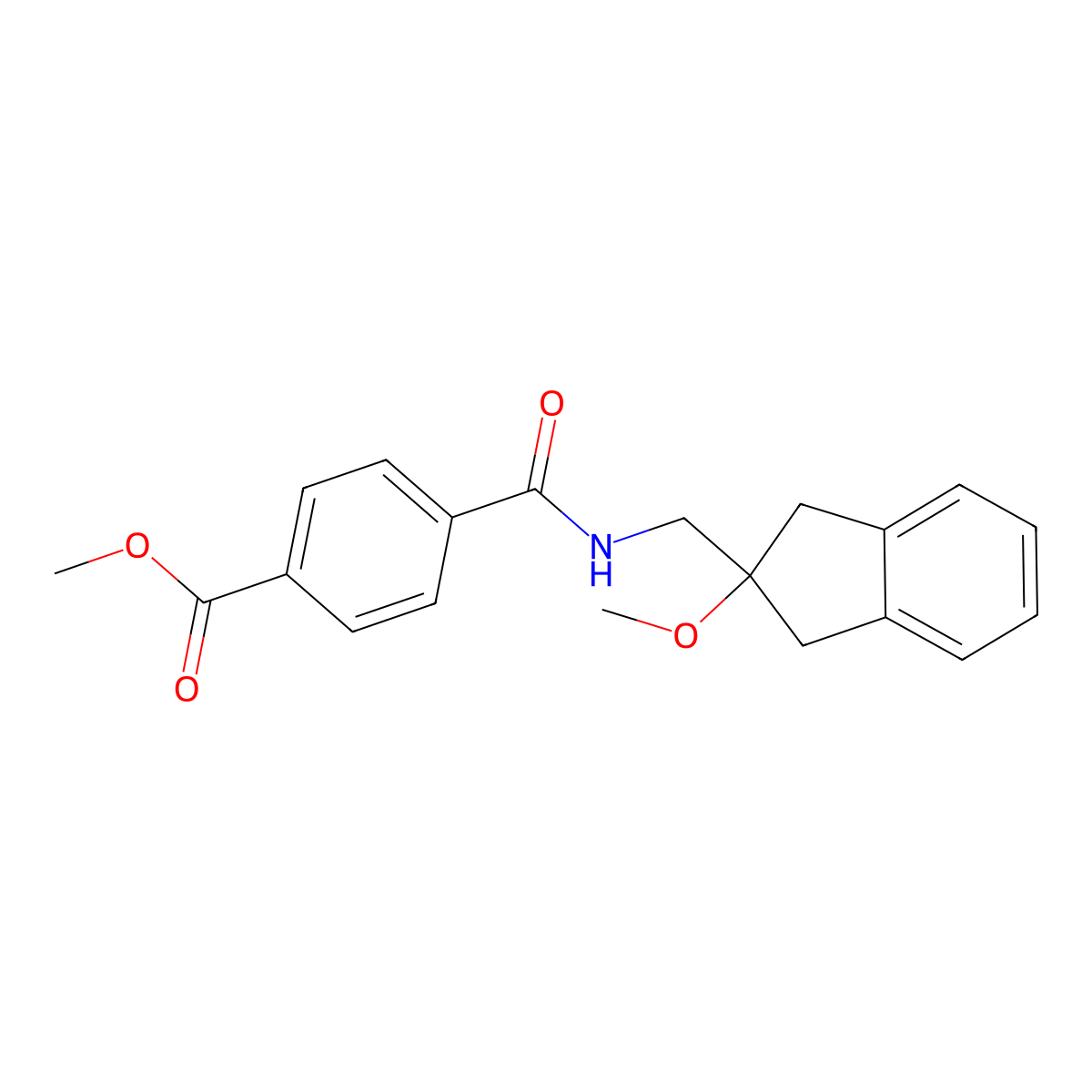 methyl 4-{[(2-methoxy-2,3-dihydro-1H-inden-2-yl)methyl]carbamoyl}benzoate molecular structure, CAS 2034260-69-8