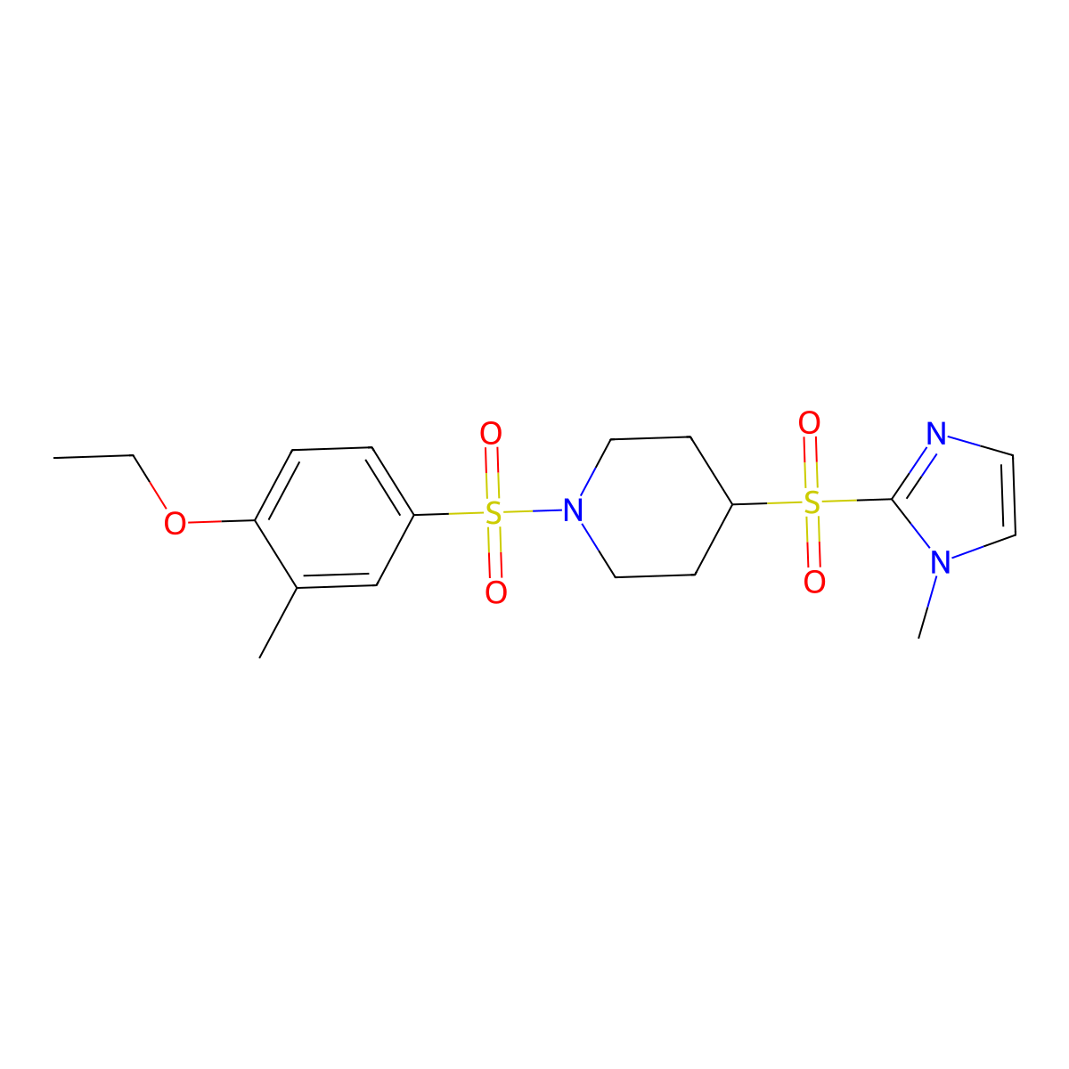 1-((4-ethoxy-3-methylphenyl)sulfonyl)-4-((1-methyl-1H-imidazol-2-yl)sulfonyl)piperidine molecular structure, CAS 2034260-71-2