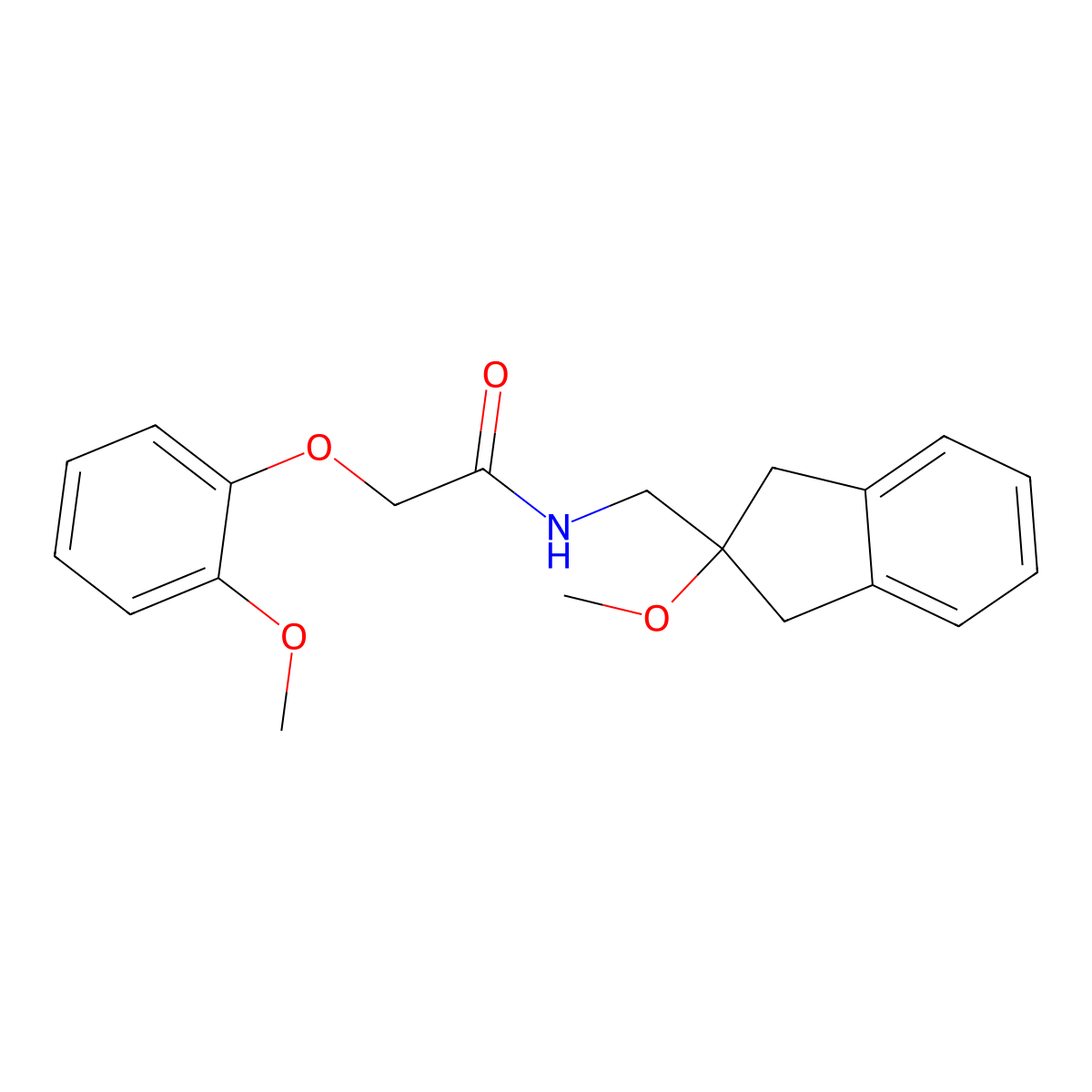 N-[(2-methoxy-2,3-dihydro-1H-inden-2-yl)methyl]-2-(2-methoxyphenoxy)acetamide molecular structure, CAS 2034260-79-0
