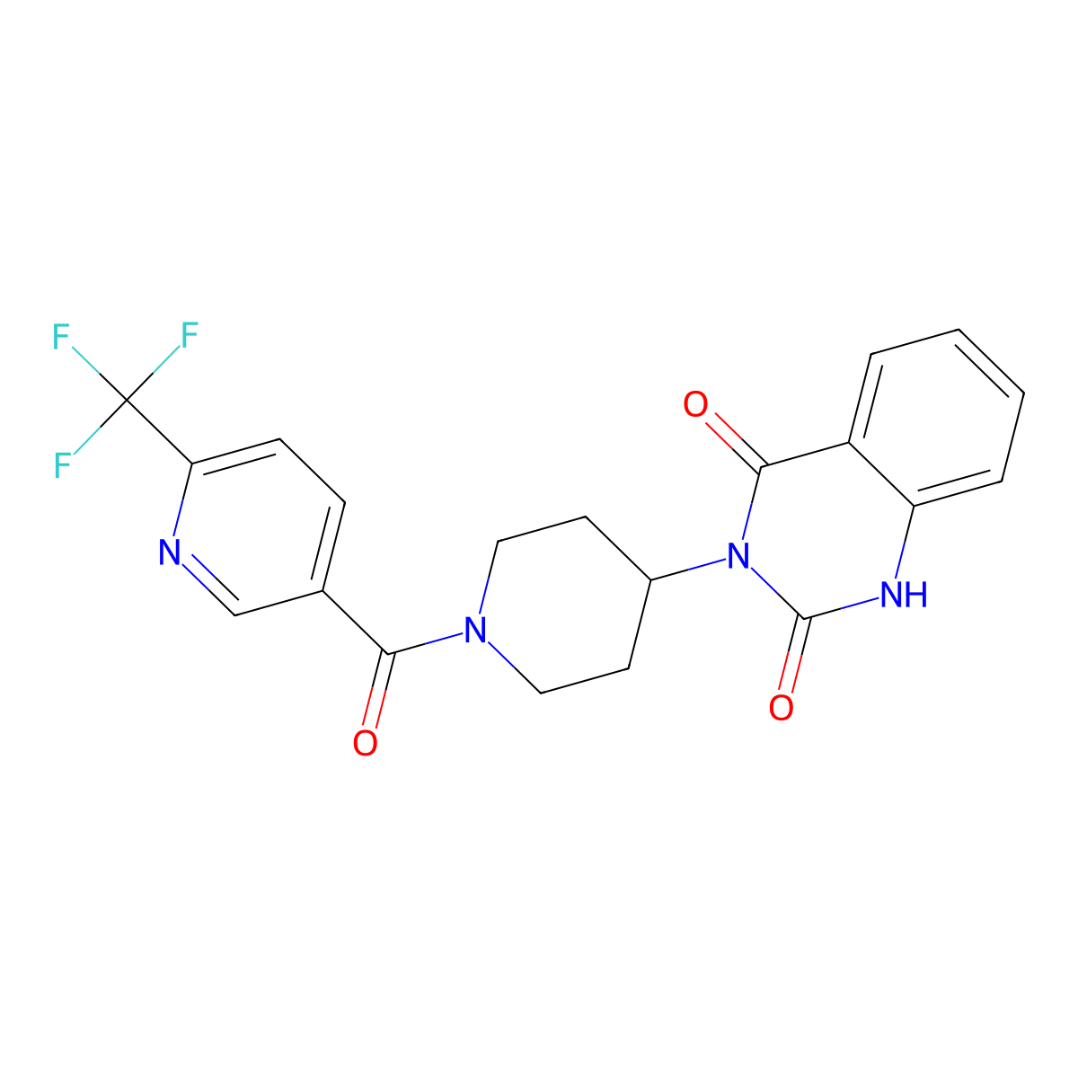 3-(1-(6-(trifluoromethyl)nicotinoyl)piperidin-4-yl)quinazoline-2,4(1H,3H)-dione molecular structure, CAS 2034260-81-4