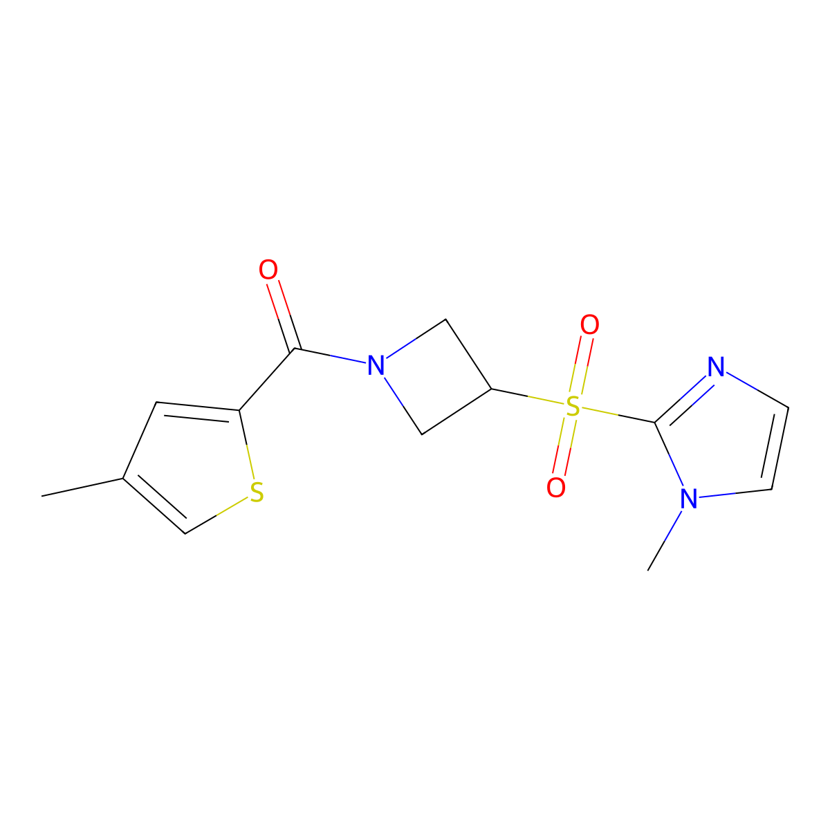 (3-((1-methyl-1H-imidazol-2-yl)sulfonyl)azetidin-1-yl)(4-methylthiophen-2-yl)methanone molecular structure, CAS 2034260-82-5
