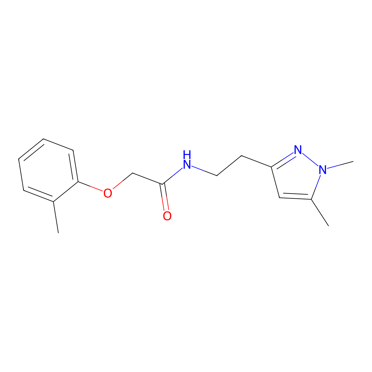 N-(2-(1,5-dimethyl-1H-pyrazol-3-yl)ethyl)-2-(o-tolyloxy)acetamide molecular structure, CAS 2034260-84-7