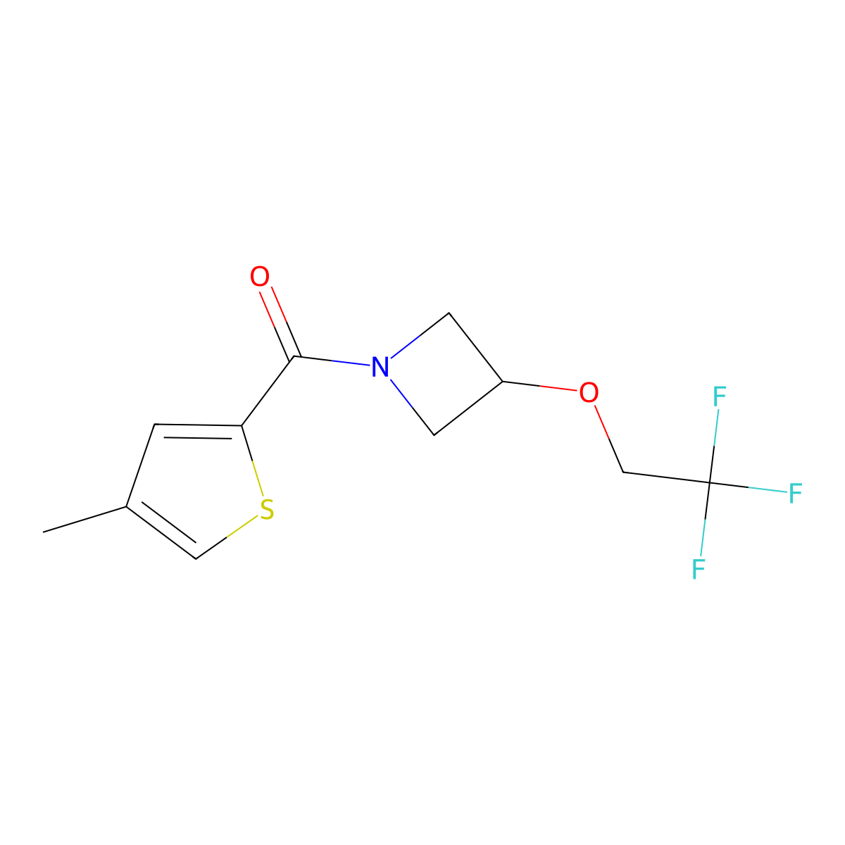 (4-Methylthiophen-2-yl)(3-(2,2,2-trifluoroethoxy)azetidin-1-yl)methanone molecular structure, CAS 2034260-91-6