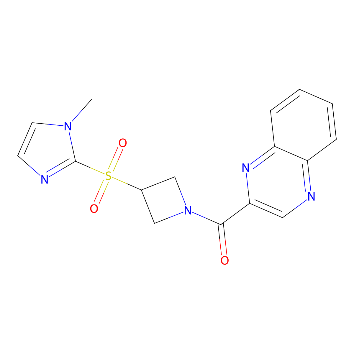 (3-((1-methyl-1H-imidazol-2-yl)sulfonyl)azetidin-1-yl)(quinoxalin-2-yl)methanone molecular structure, CAS 2034260-98-3