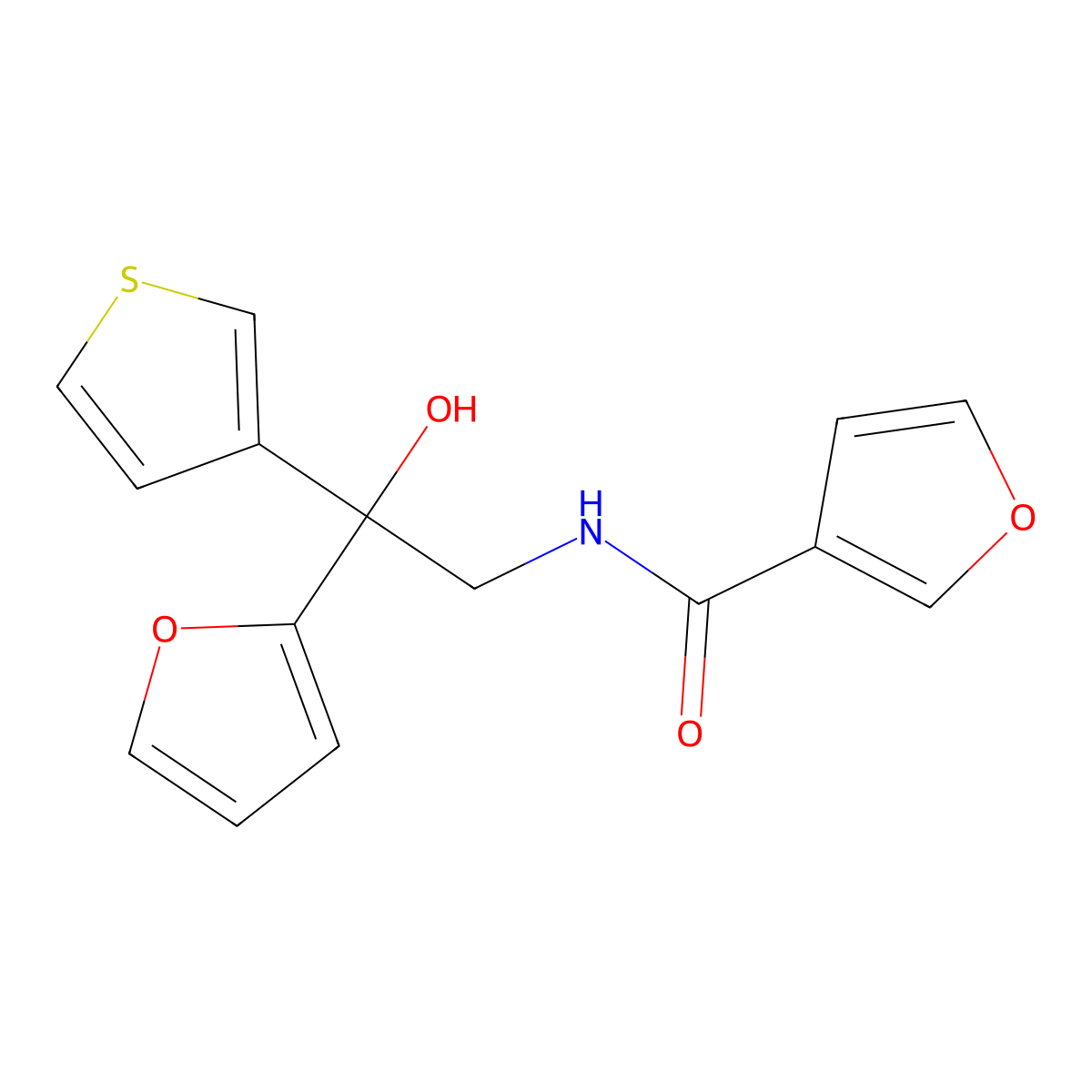 N-[2-(furan-2-yl)-2-hydroxy-2-(thiophen-3-yl)ethyl]furan-3-carboxamide molecular structure, CAS 2034261-07-7