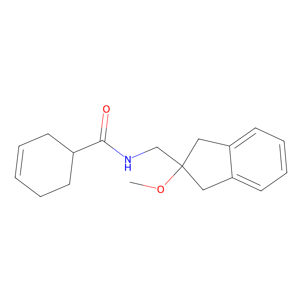 N-((2-methoxy-2,3-dihydro-1H-inden-2-yl)methyl)cyclohex-3-enecarboxamide molecular structure, CAS 2034261-08-8