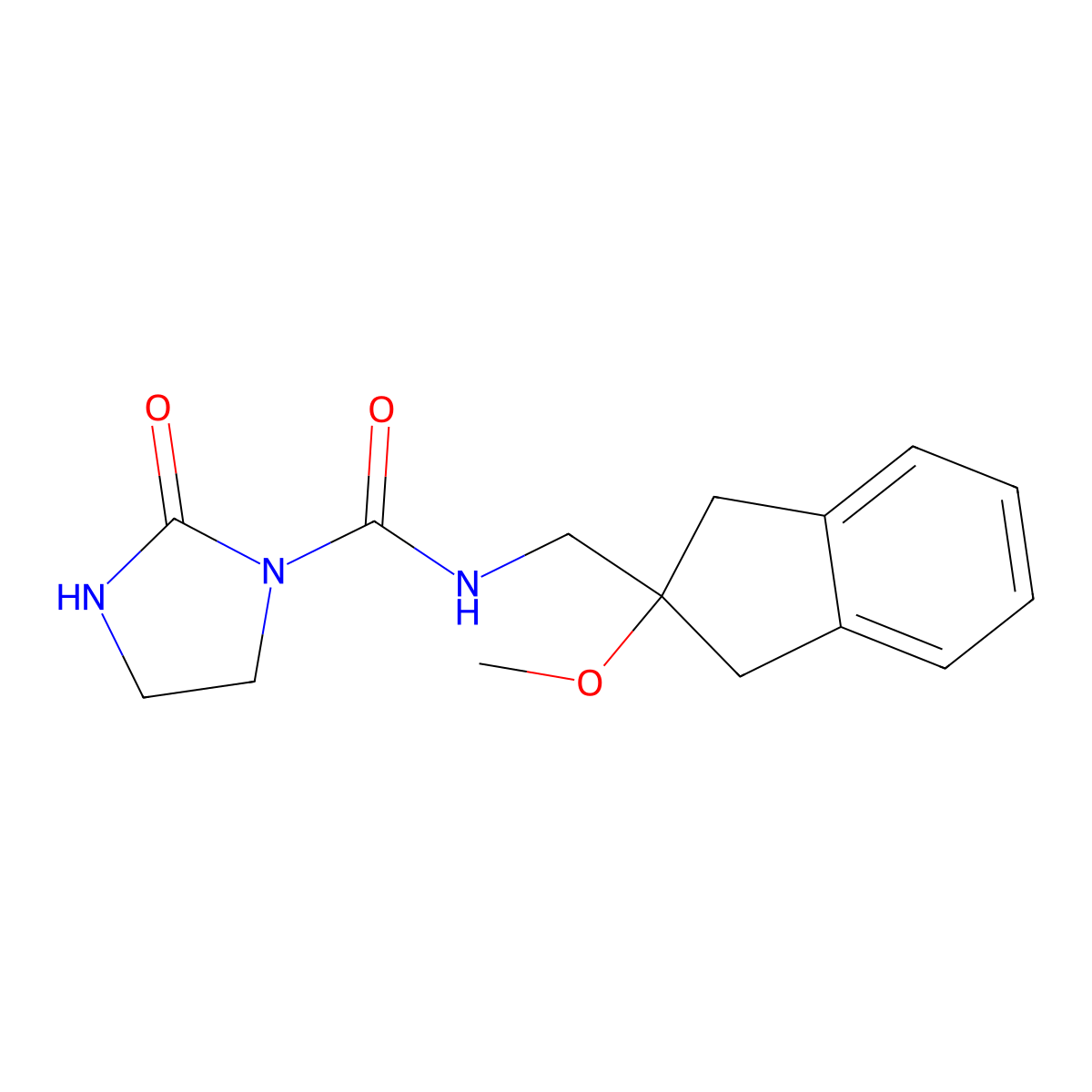 N-((2-methoxy-2,3-dihydro-1H-inden-2-yl)methyl)-2-oxoimidazolidine-1-carboxamide molecular structure, CAS 2034261-17-9