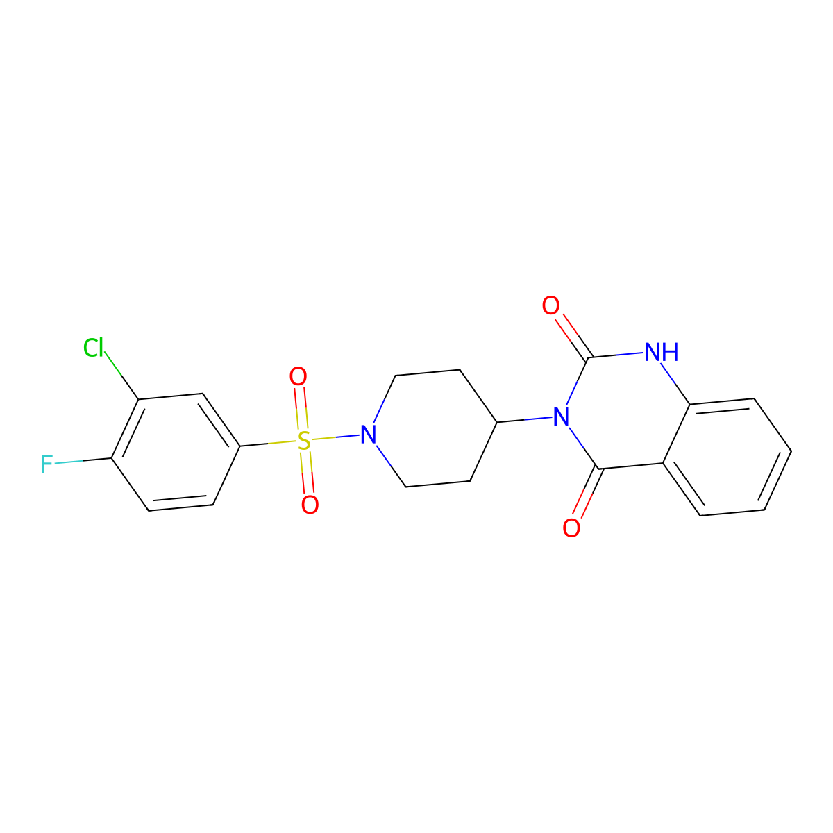 3-(1-((3-chloro-4-fluorophenyl)sulfonyl)piperidin-4-yl)quinazoline-2,4(1H,3H)-dione molecular structure, CAS 2034261-29-3