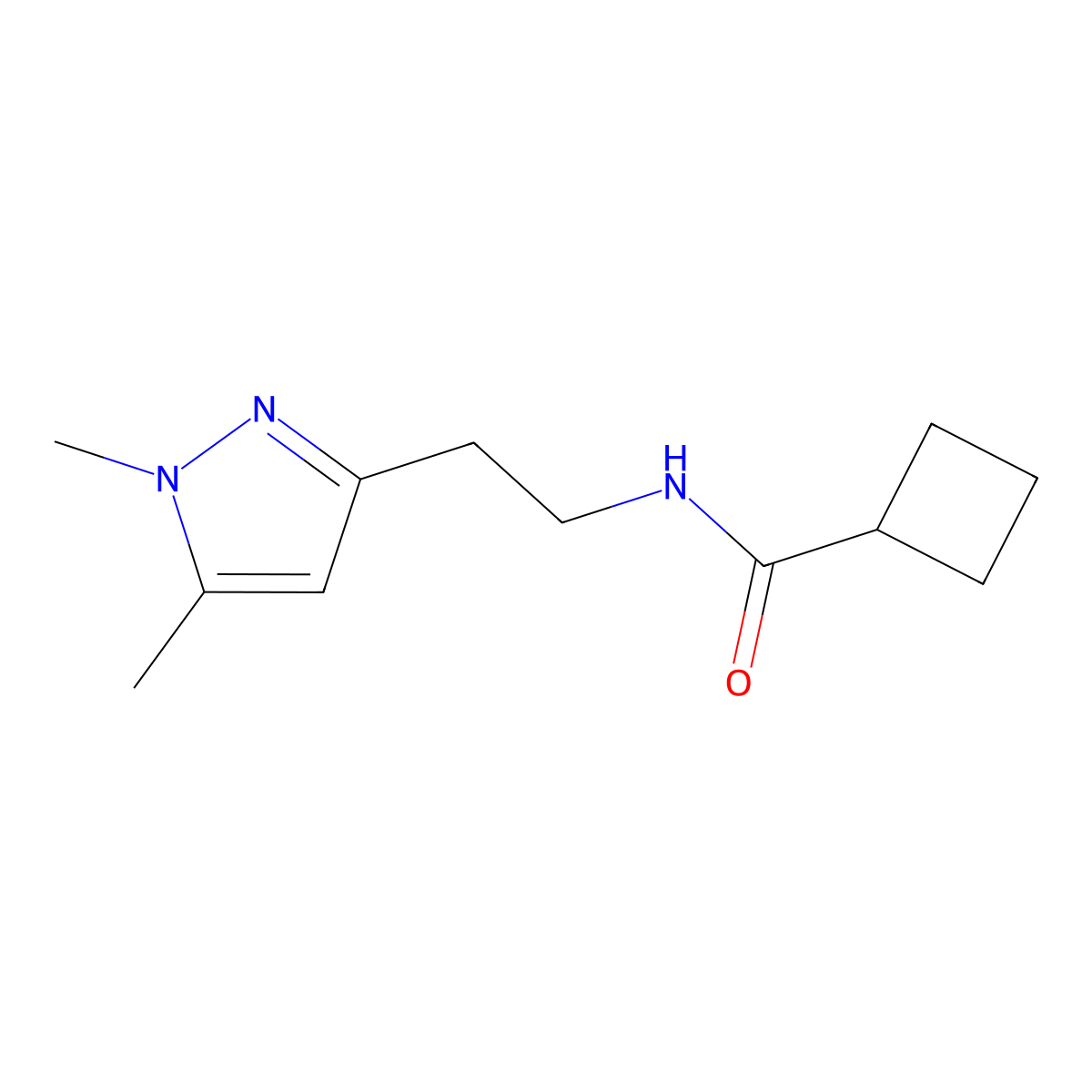 N-[2-(1,5-dimethyl-1H-pyrazol-3-yl)ethyl]cyclobutanecarboxamide molecular structure, CAS 2034261-32-8