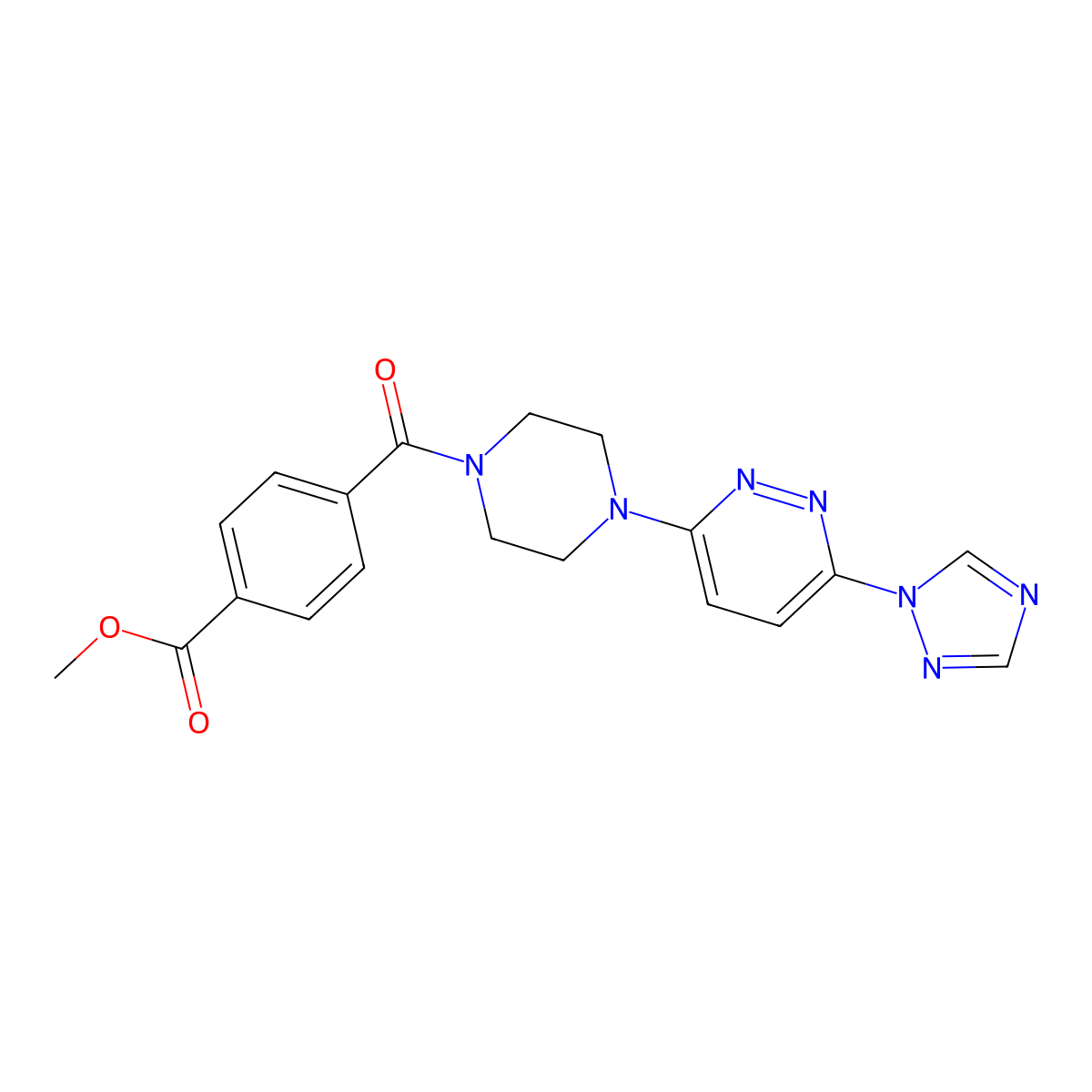 methyl 4-{4-[6-(1H-1,2,4-triazol-1-yl)pyridazin-3-yl]piperazine-1-carbonyl}benzoate molecular structure, CAS 2034261-44-2