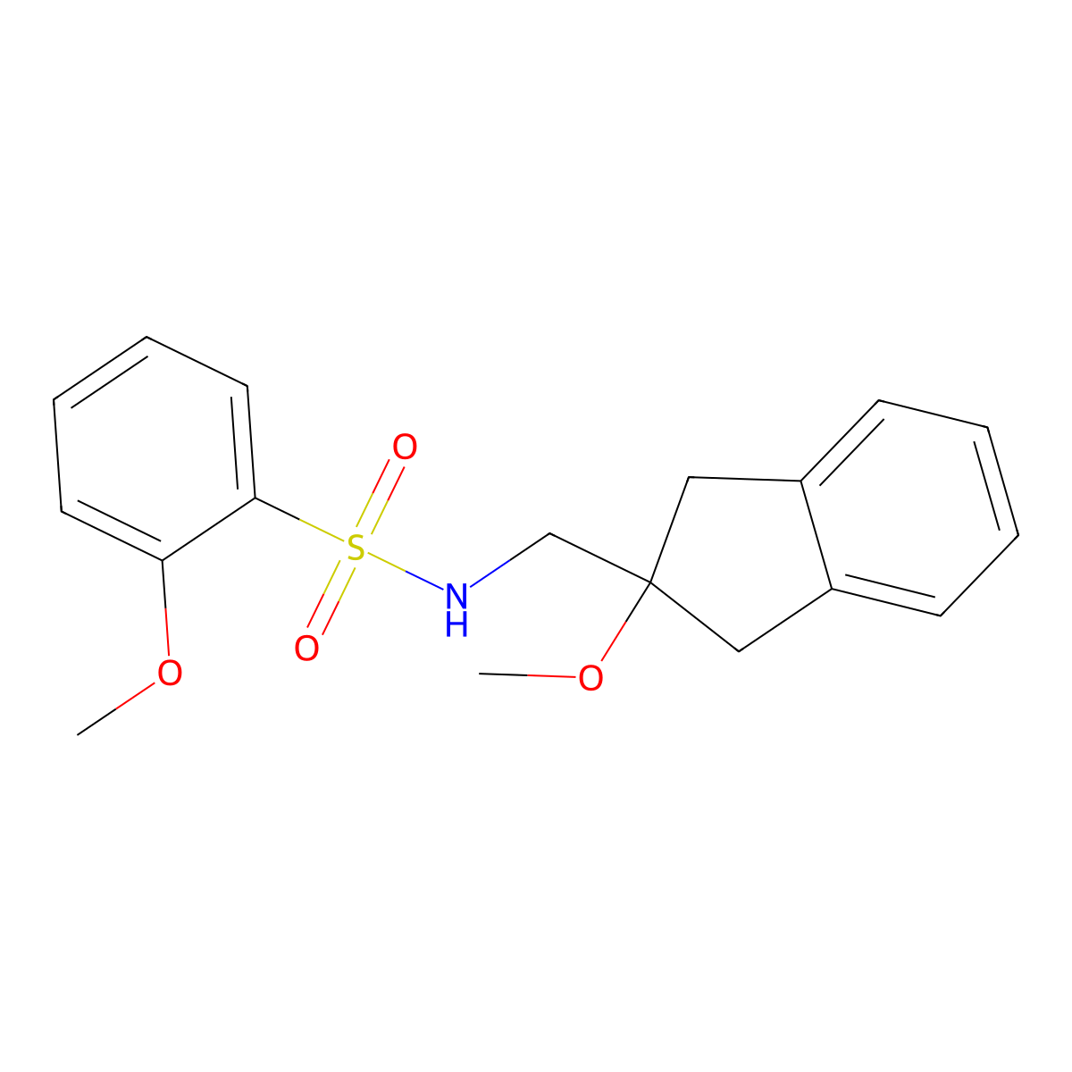 2-methoxy-N-((2-methoxy-2,3-dihydro-1H-inden-2-yl)methyl)benzenesulfonamide molecular structure, CAS 2034261-54-4