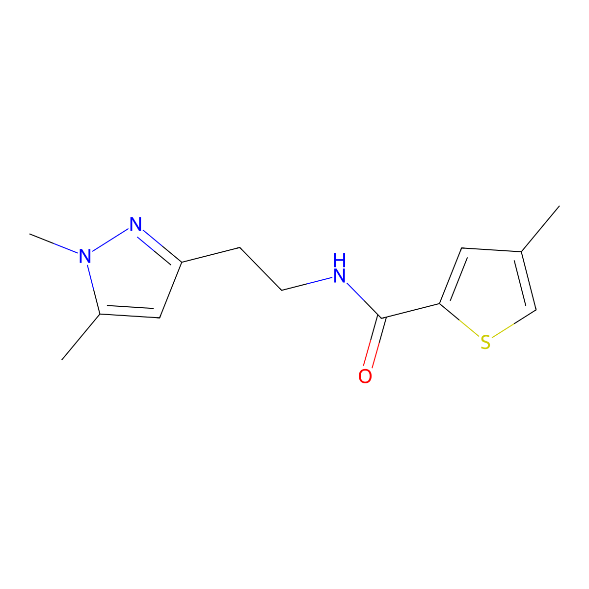 N-[2-(1,5-dimethyl-1H-pyrazol-3-yl)ethyl]-4-methylthiophene-2-carboxamide molecular structure, CAS 2034261-57-7