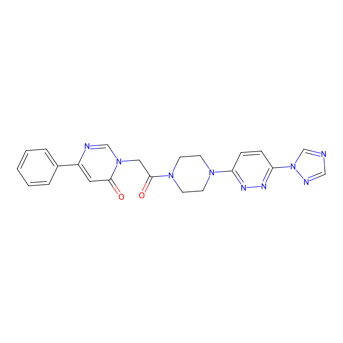 3-(2-oxo-2-{4-[6-(1H-1,2,4-triazol-1-yl)pyridazin-3-yl]piperazin-1-yl}ethyl)-6-phenyl-3,4-dihydropyrimidin-4-one molecular structure, CAS 2034261-58-8