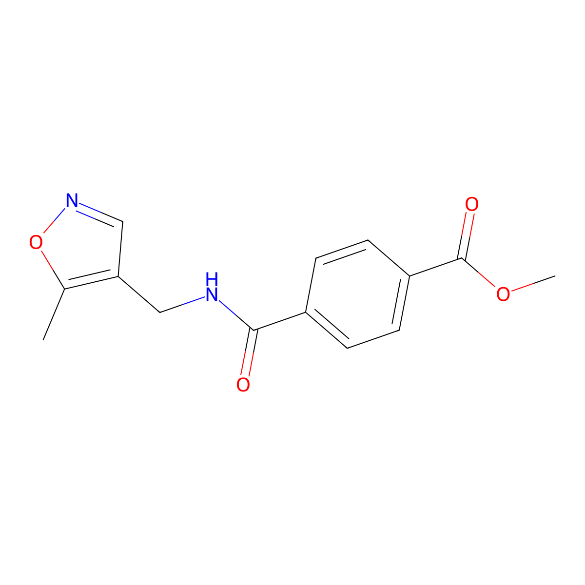 Methyl 4-(((5-methylisoxazol-4-yl)methyl)carbamoyl)benzoate molecular structure, CAS 2034261-59-9