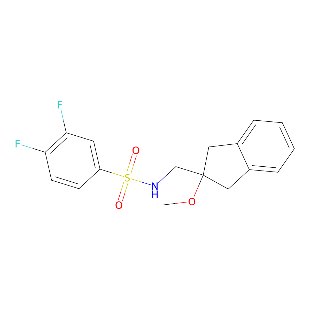 3,4-difluoro-N-((2-methoxy-2,3-dihydro-1H-inden-2-yl)methyl)benzenesulfonamide molecular structure, CAS 2034261-61-3