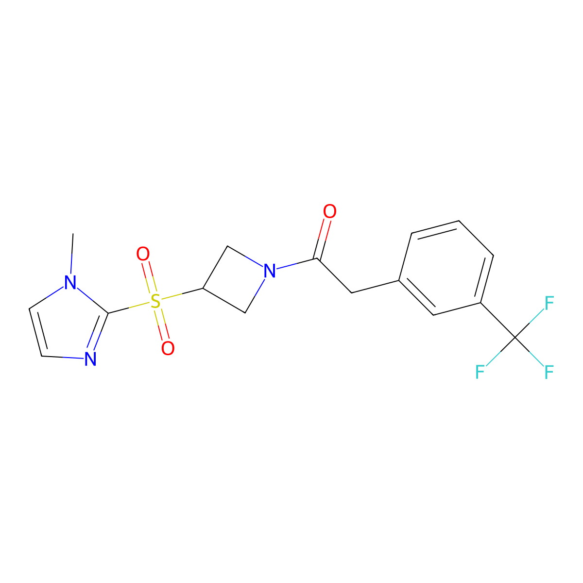 1-(3-((1-methyl-1H-imidazol-2-yl)sulfonyl)azetidin-1-yl)-2-(3-(trifluoromethyl)phenyl)ethanone molecular structure, CAS 2034261-65-7