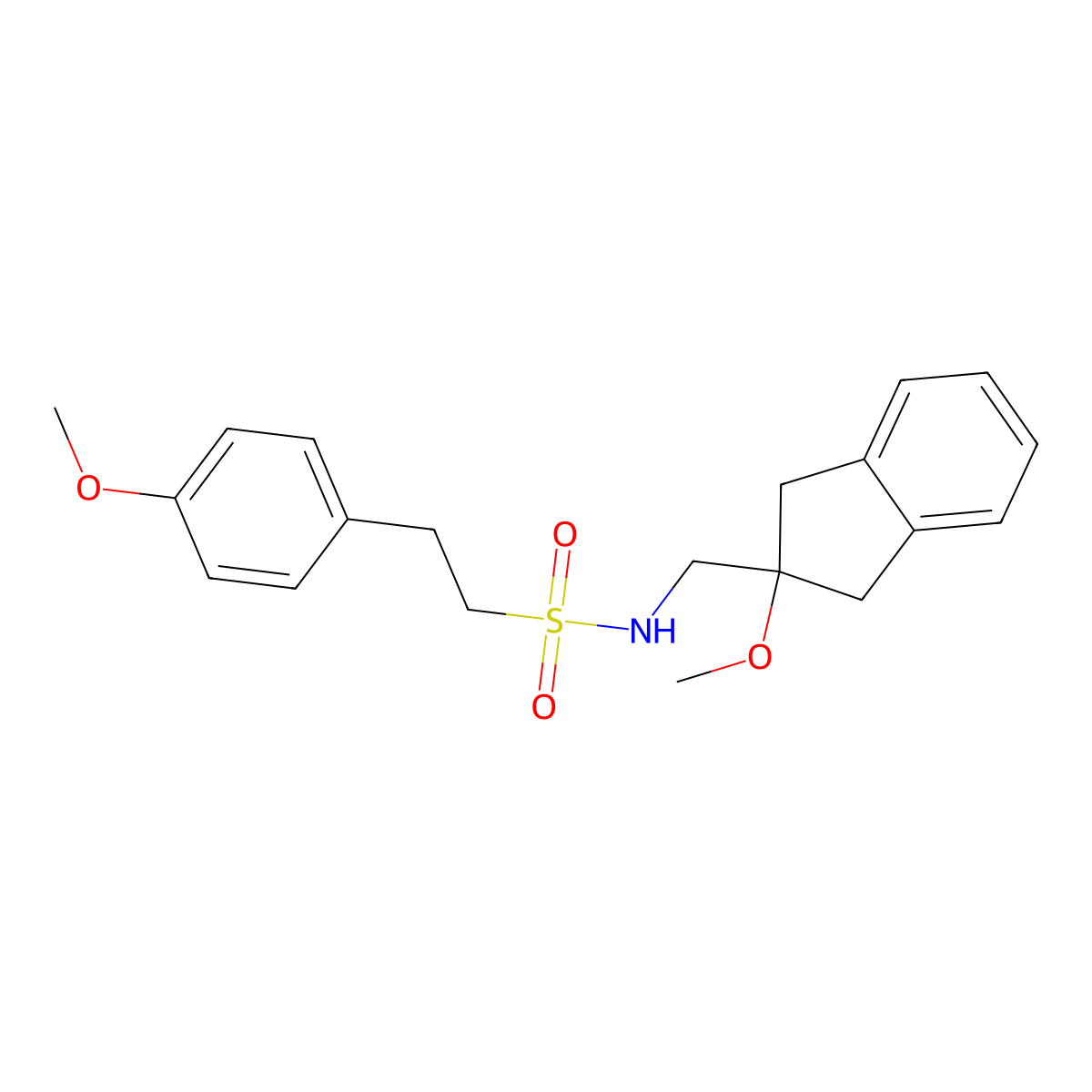 N-((2-methoxy-2,3-dihydro-1H-inden-2-yl)methyl)-2-(4-methoxyphenyl)ethanesulfonamide molecular structure, CAS 2034261-67-9