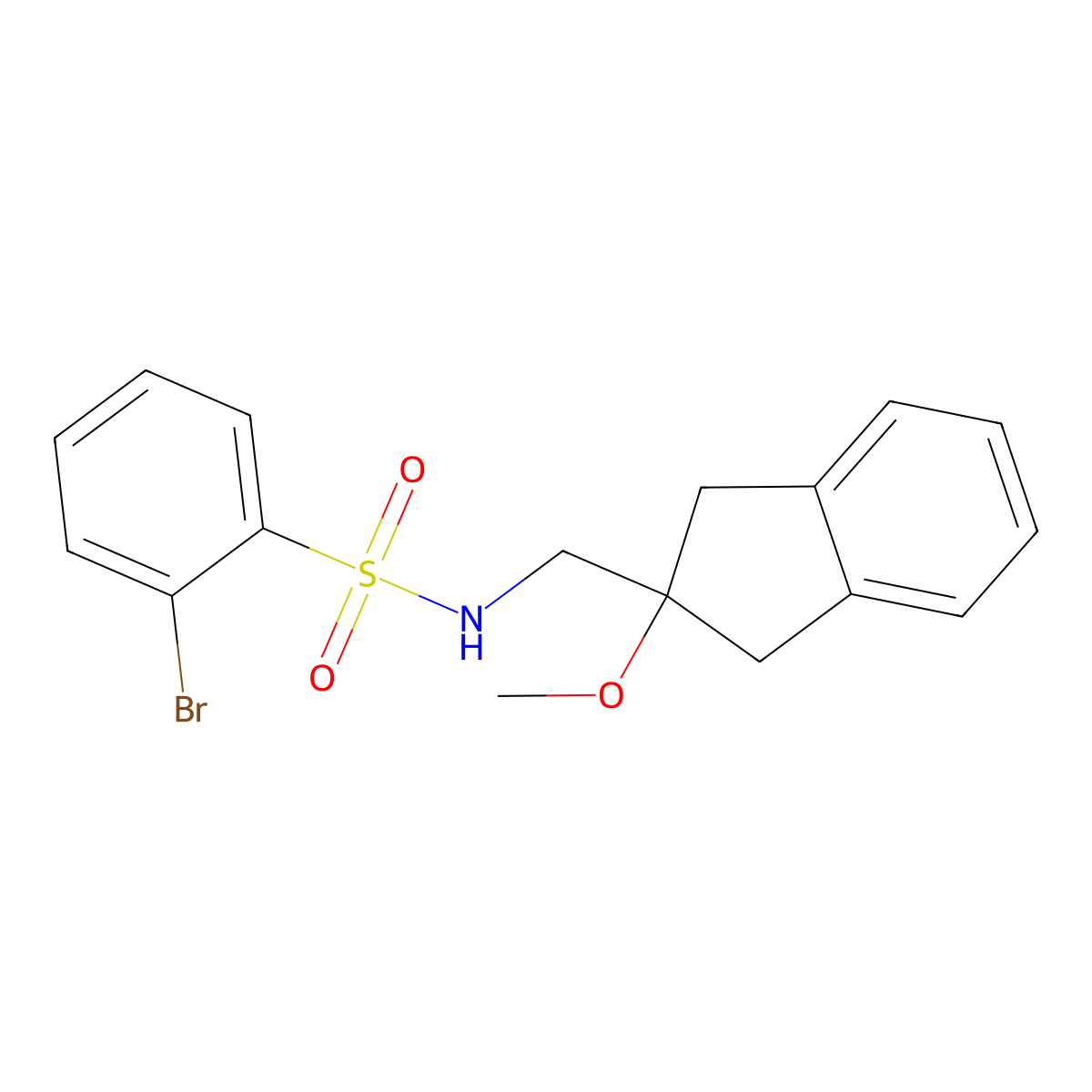 2-bromo-N-((2-methoxy-2,3-dihydro-1H-inden-2-yl)methyl)benzenesulfonamide molecular structure, CAS 2034261-72-6