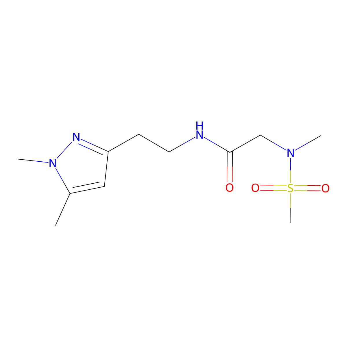 N-(2-(1,5-dimethyl-1H-pyrazol-3-yl)ethyl)-2-(N-methylmethylsulfonamido)acetamide molecular structure, CAS 2034261-75-9