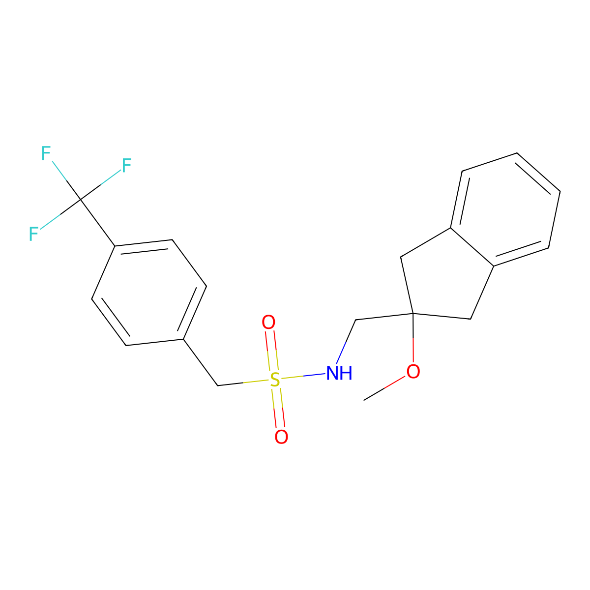 N-[(2-methoxy-2,3-dihydro-1H-inden-2-yl)methyl]-1-[4-(trifluoromethyl)phenyl]methanesulfonamide molecular structure, CAS 2034261-79-3