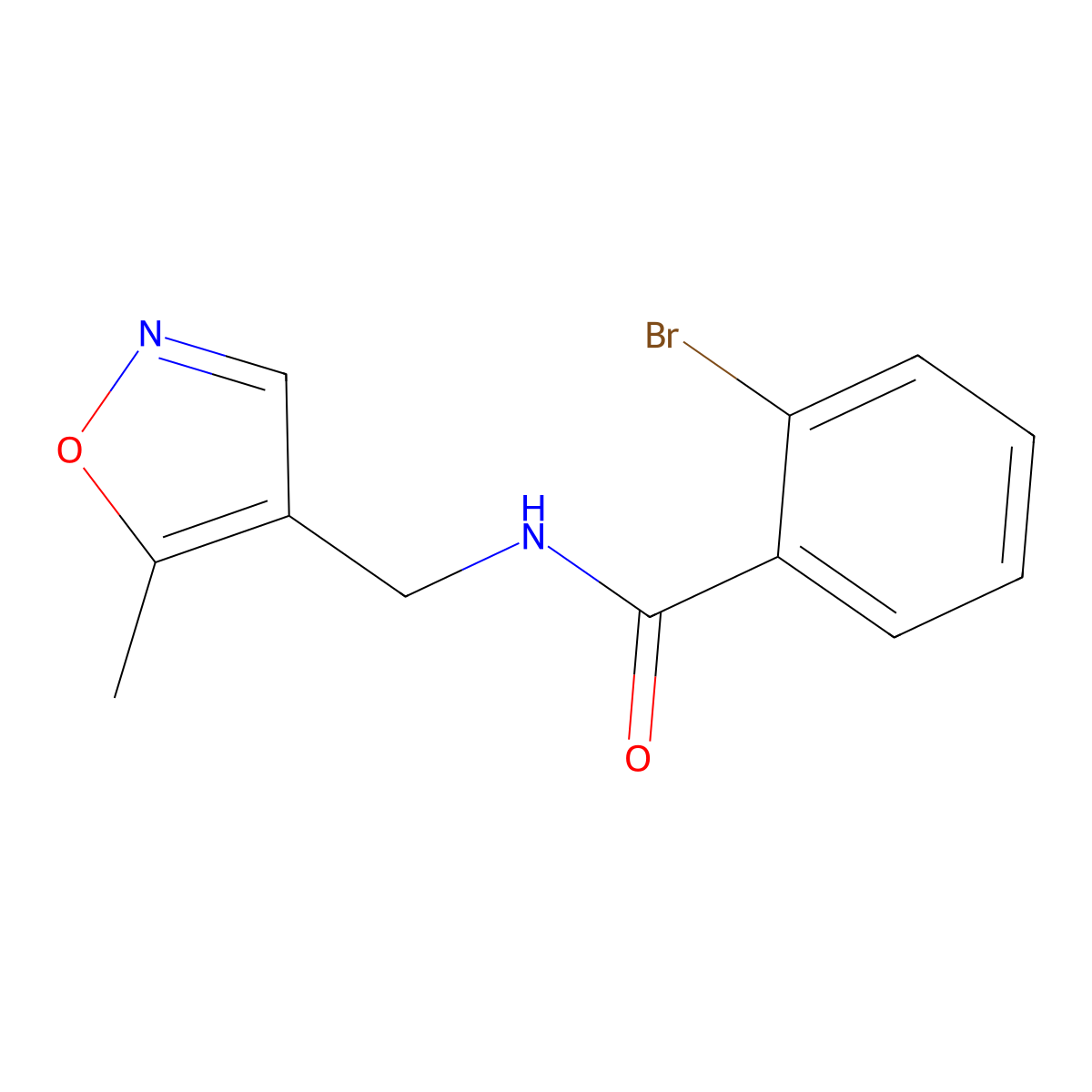 2-bromo-N-((5-methylisoxazol-4-yl)methyl)benzamide molecular structure, CAS 2034261-80-6