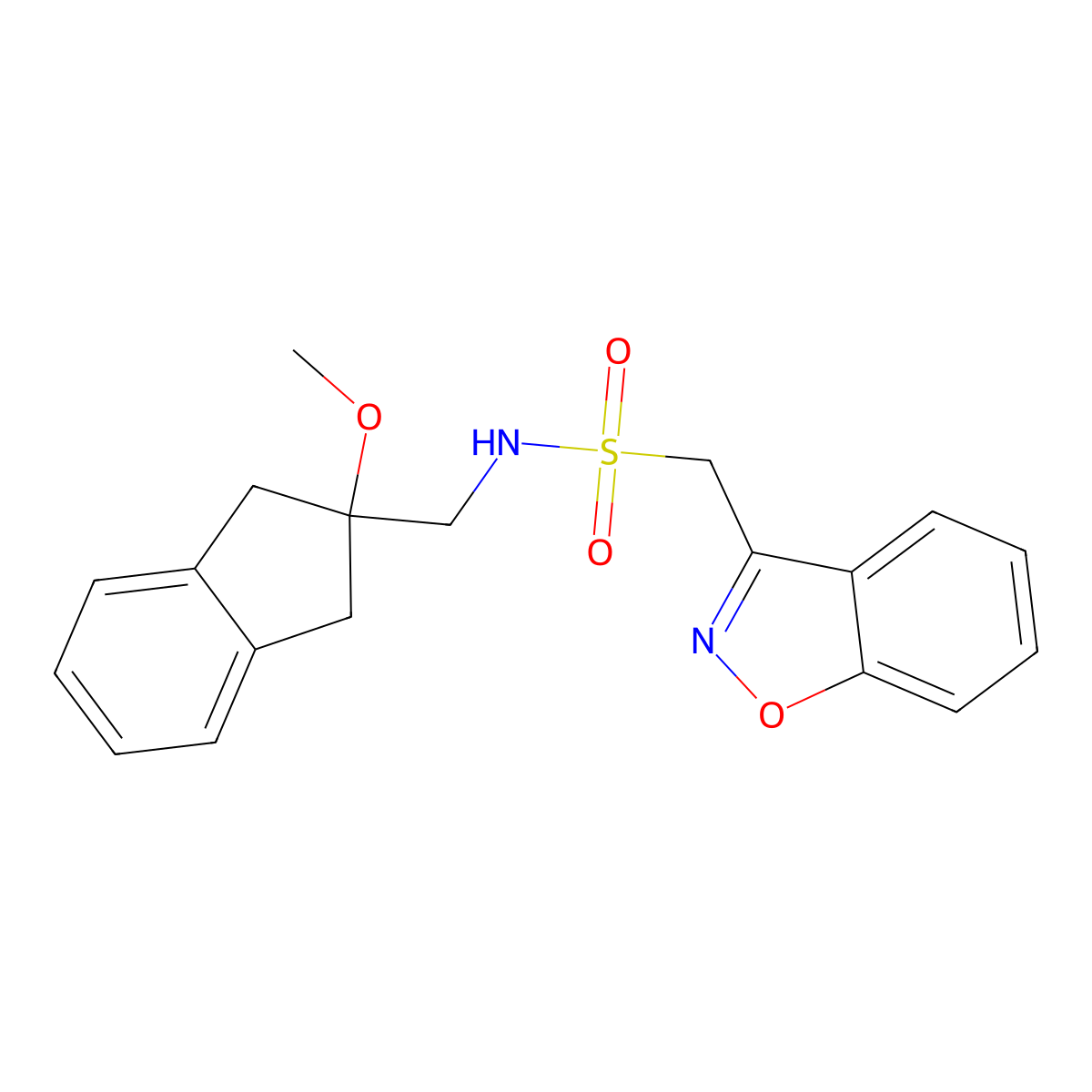 1-(benzo[d]isoxazol-3-yl)-N-((2-methoxy-2,3-dihydro-1H-inden-2-yl)methyl)methanesulfonamide molecular structure, CAS 2034261-83-9