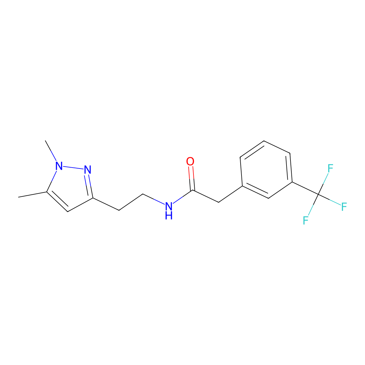 N-[2-(1,5-dimethyl-1H-pyrazol-3-yl)ethyl]-2-[3-(trifluoromethyl)phenyl]acetamide molecular structure, CAS 2034261-85-1