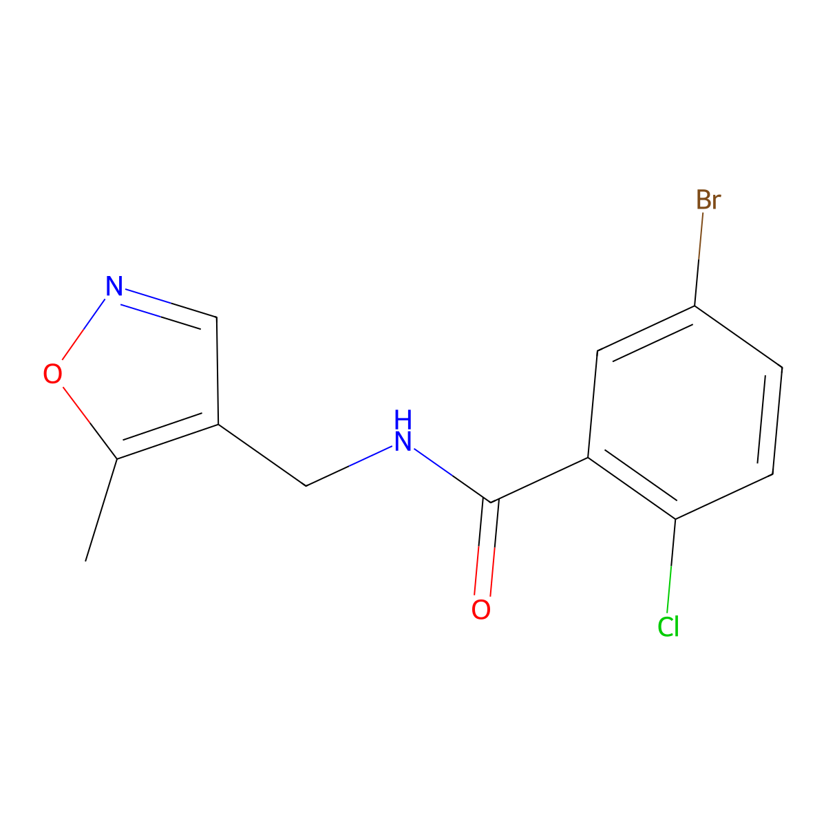 5-bromo-2-chloro-N-((5-methylisoxazol-4-yl)methyl)benzamide molecular structure, CAS 2034261-88-4
