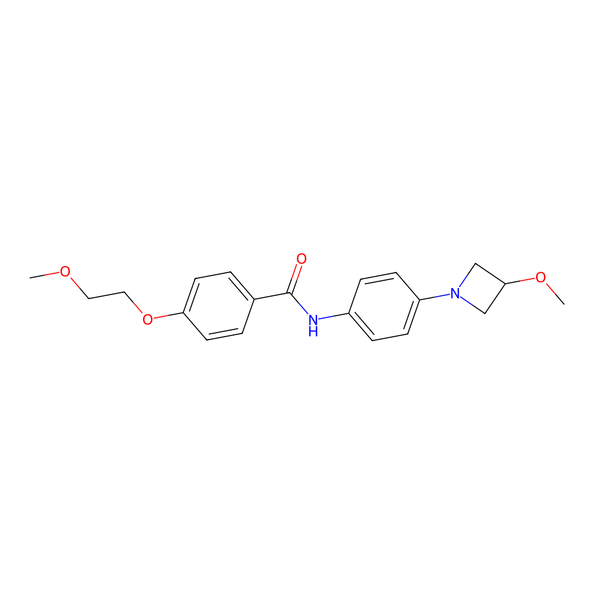N-(4-(3-methoxyazetidin-1-yl)phenyl)-4-(2-methoxyethoxy)benzamide molecular structure, CAS 2034261-93-1