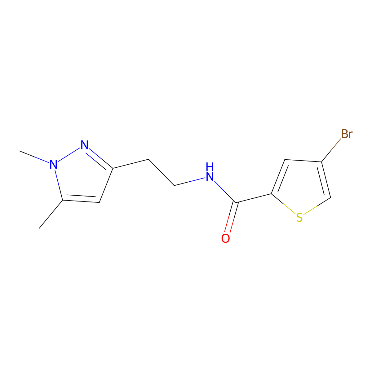 4-bromo-N-[2-(1,5-dimethyl-1H-pyrazol-3-yl)ethyl]thiophene-2-carboxamide molecular structure, CAS 2034261-96-4