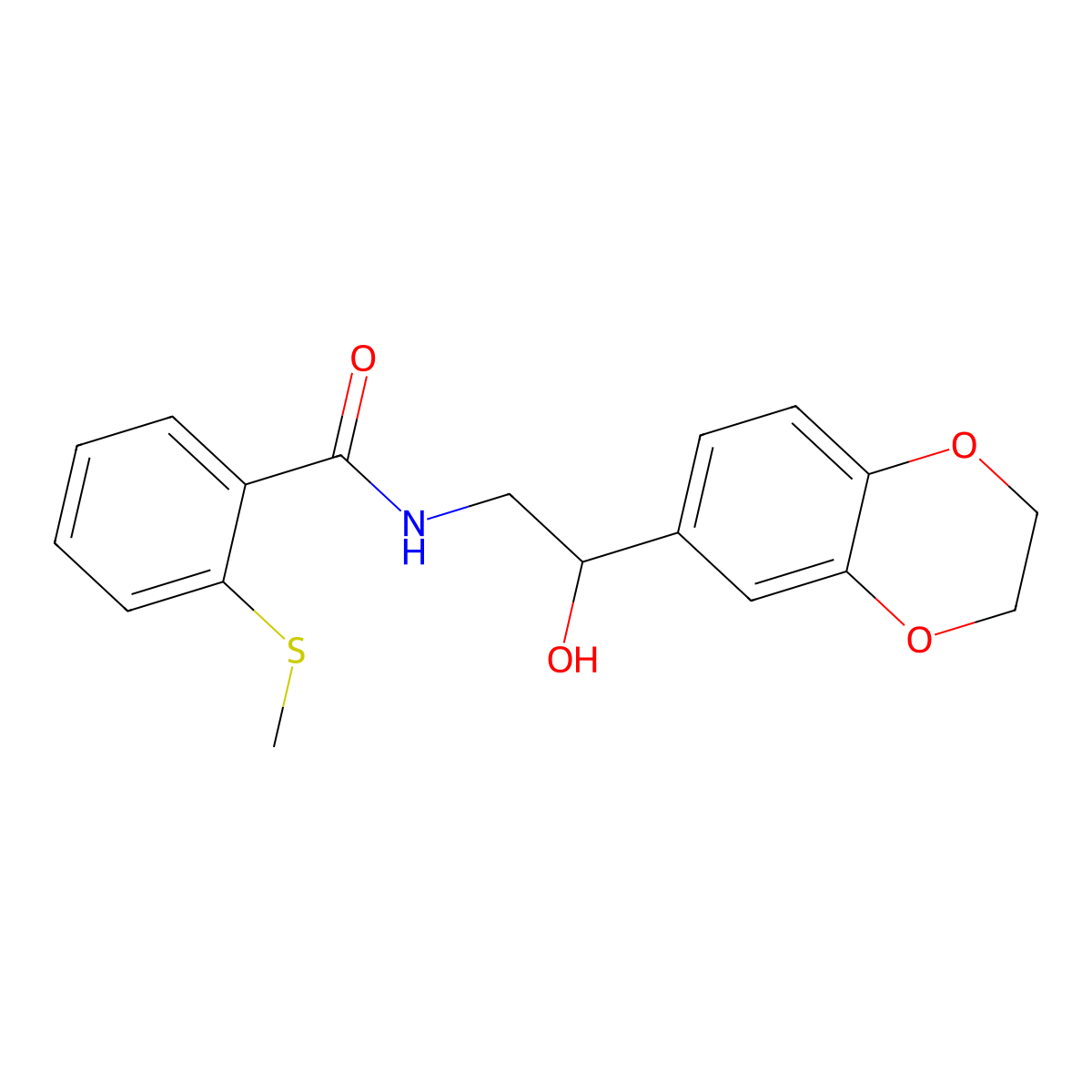 N-(2-(2,3-dihydrobenzo[b][1,4]dioxin-6-yl)-2-hydroxyethyl)-2-(methylthio)benzamide molecular structure, CAS 2034261-97-5
