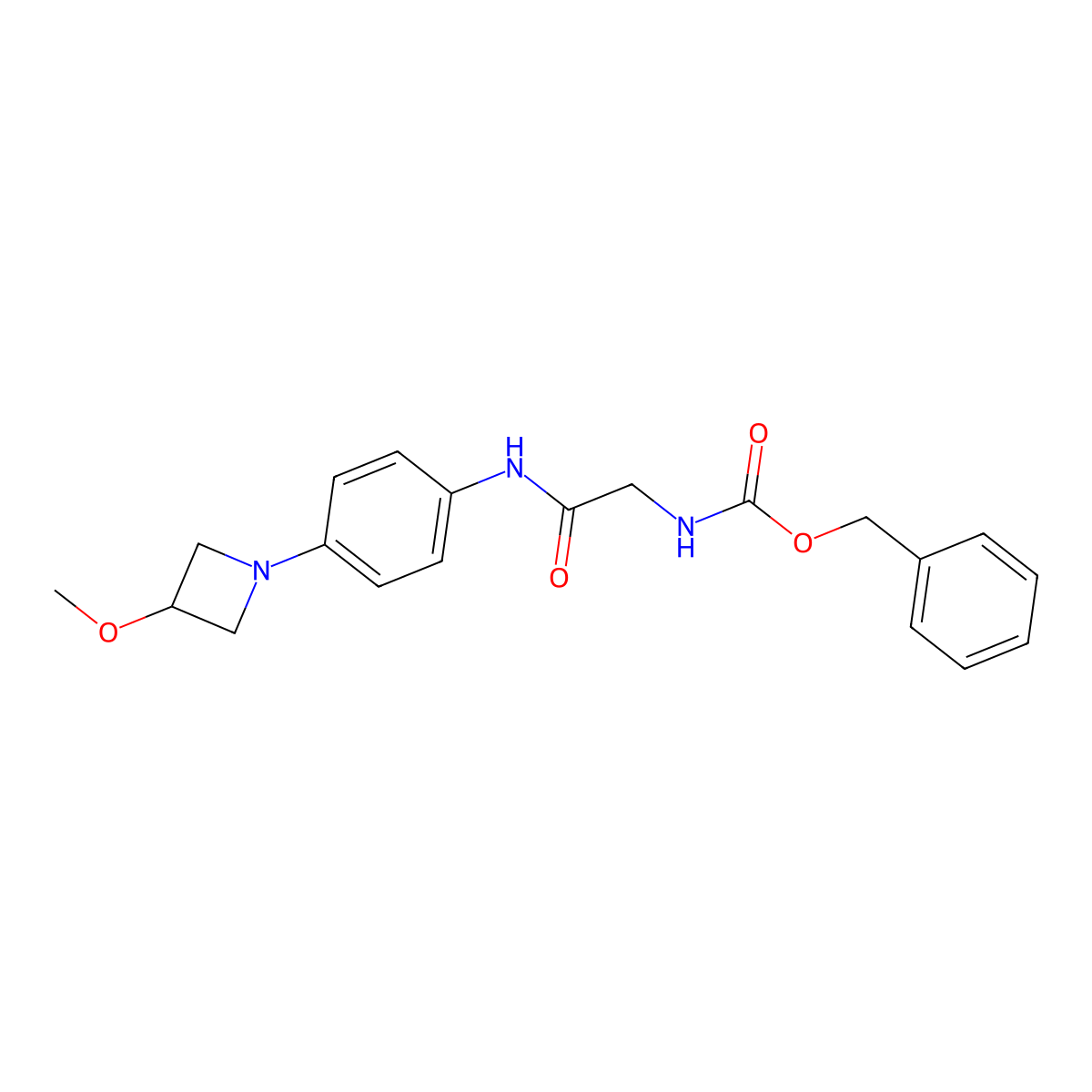 Benzyl (2-((4-(3-methoxyazetidin-1-yl)phenyl)amino)-2-oxoethyl)carbamate molecular structure, CAS 2034262-00-3