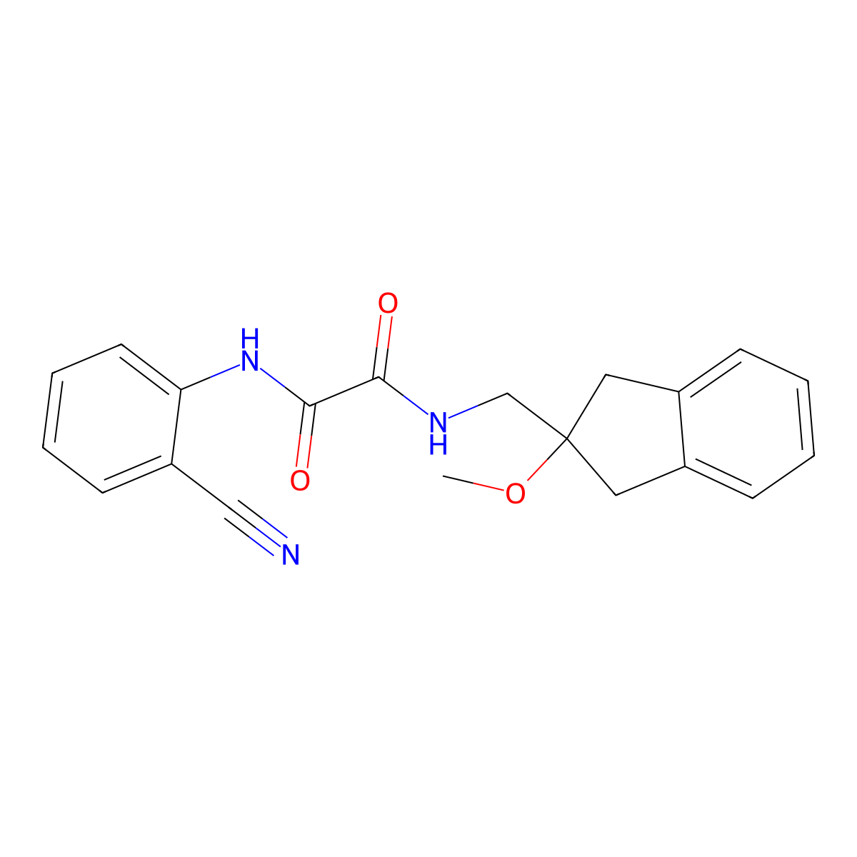 N1-(2-cyanophenyl)-N2-((2-methoxy-2,3-dihydro-1H-inden-2-yl)methyl)oxalamide molecular structure, CAS 2034262-06-9